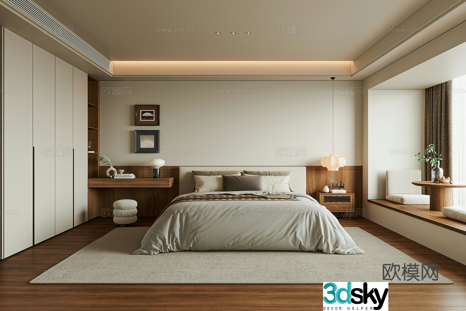 Middle-aged bedroom 3d model