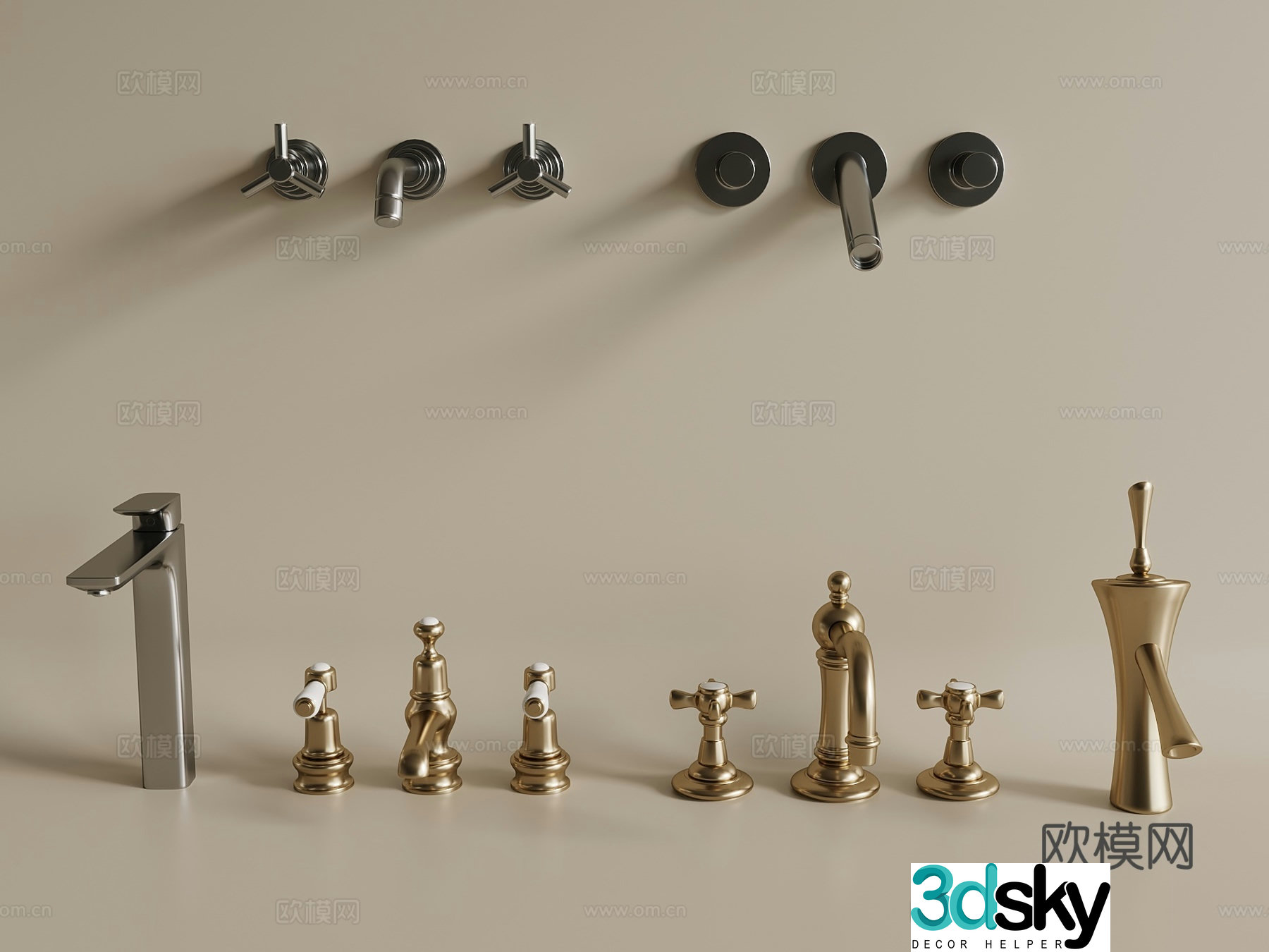 Modern French faucet faucet wall faucet 3D model