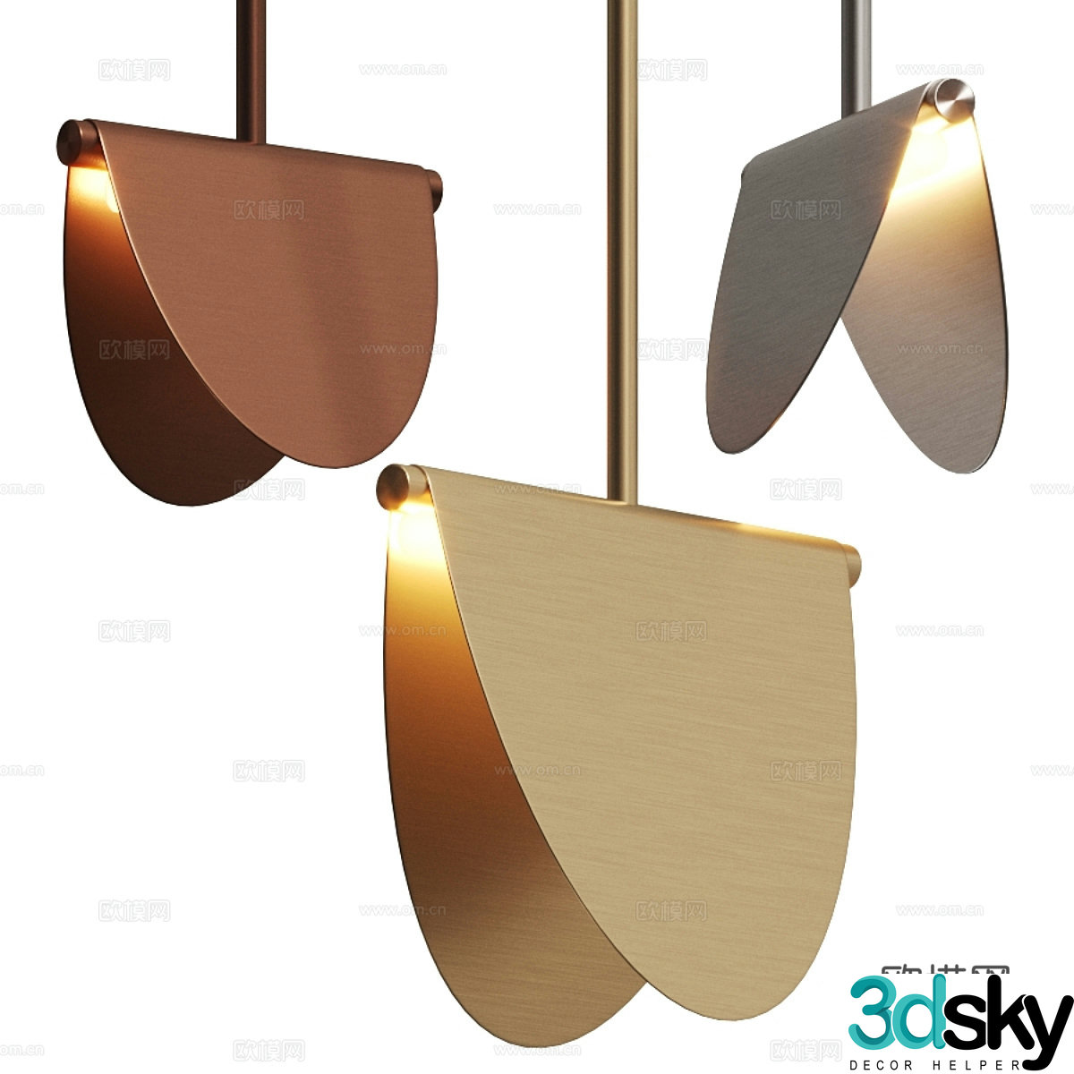 Modern light luxury metal decorative chandelier 3d model