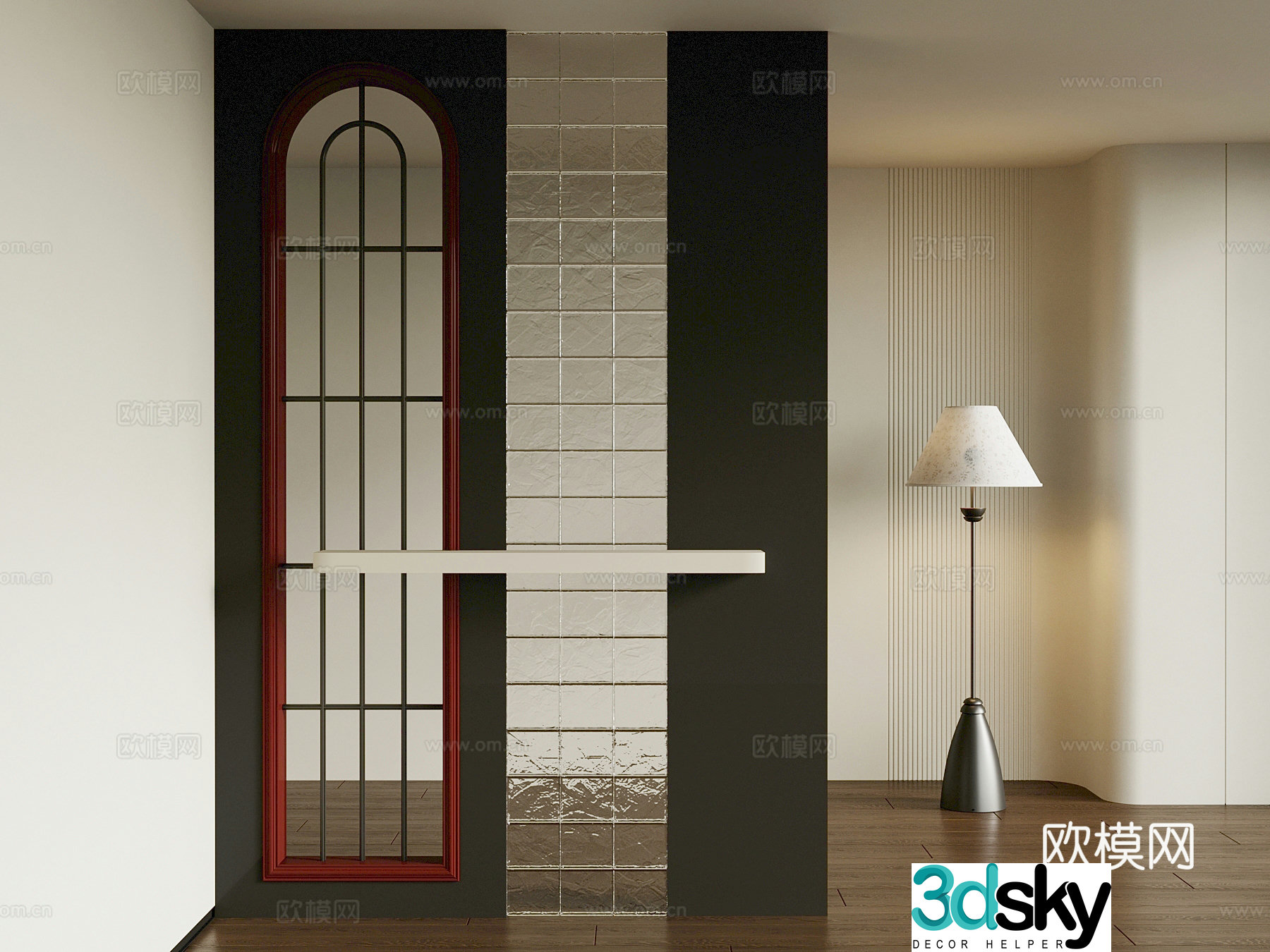 Partition French partition Floor lamp 3d model