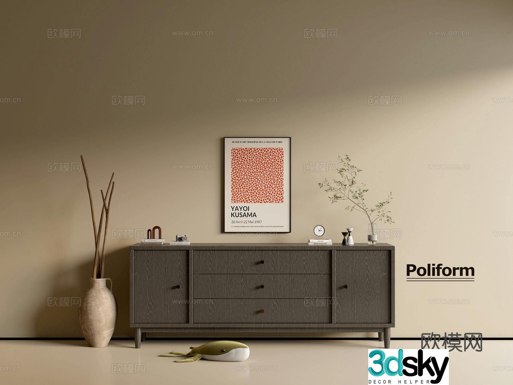 Modern wood grain cabinet ins wind minimalist wind cabinet whole cabinet sideboard balcony cabinet storage 3D model