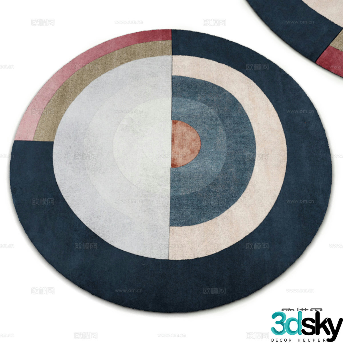 Modern Italian children’s round fabric carpet 3d model