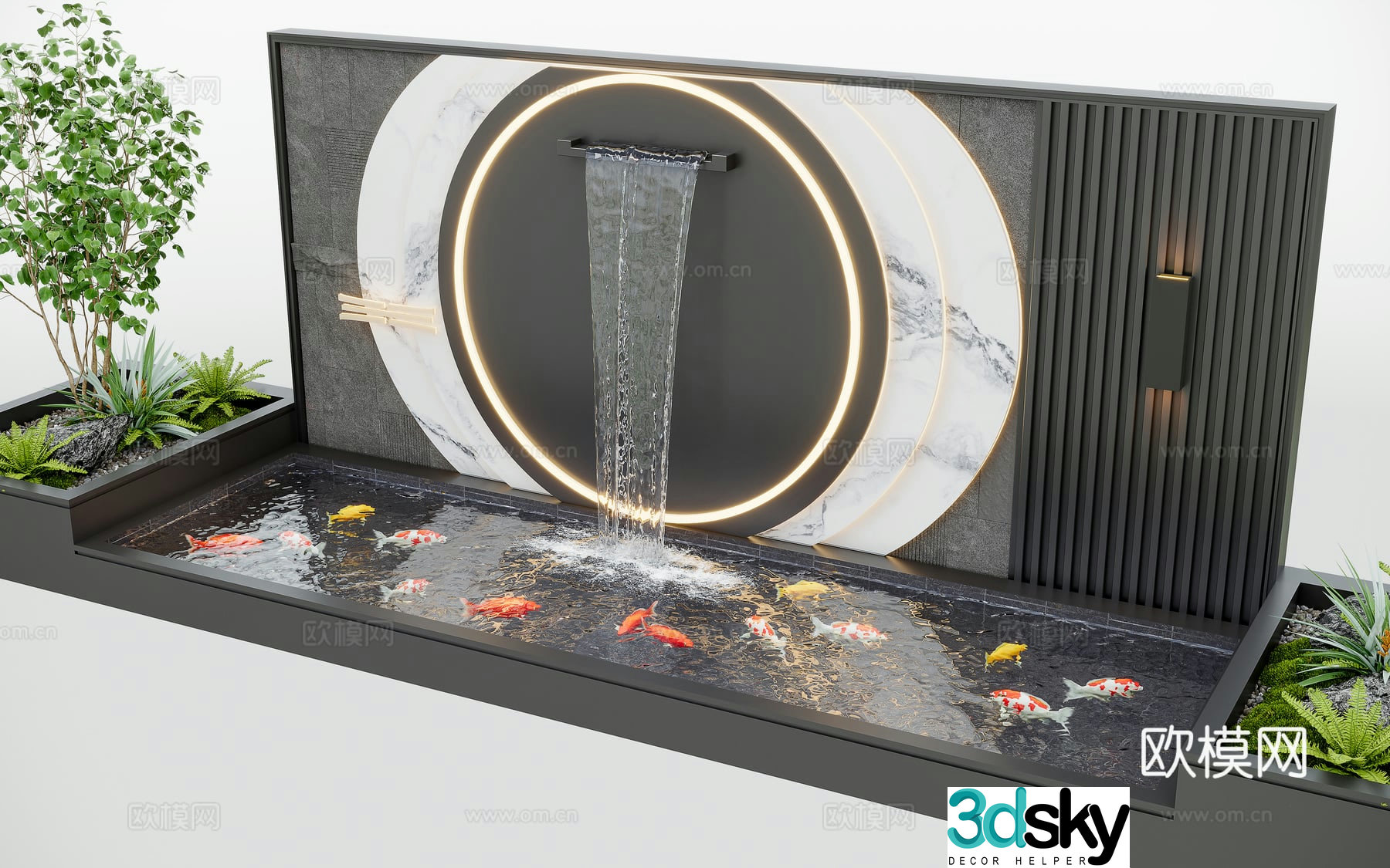Modern water curtain wall 3d model