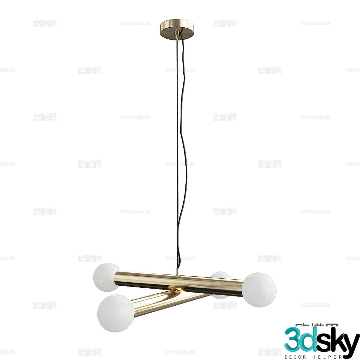 Modern light luxury metal decorative chandelier 3d model