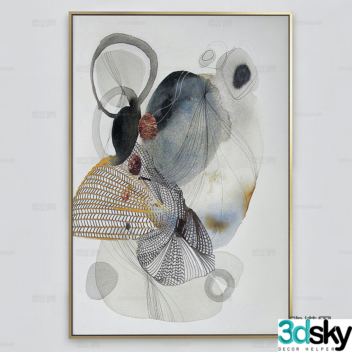 Modern light luxury decoration hanging painting 3d model 3d model