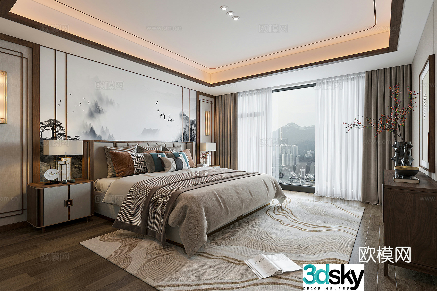 New Chinese bedroom 3D model
