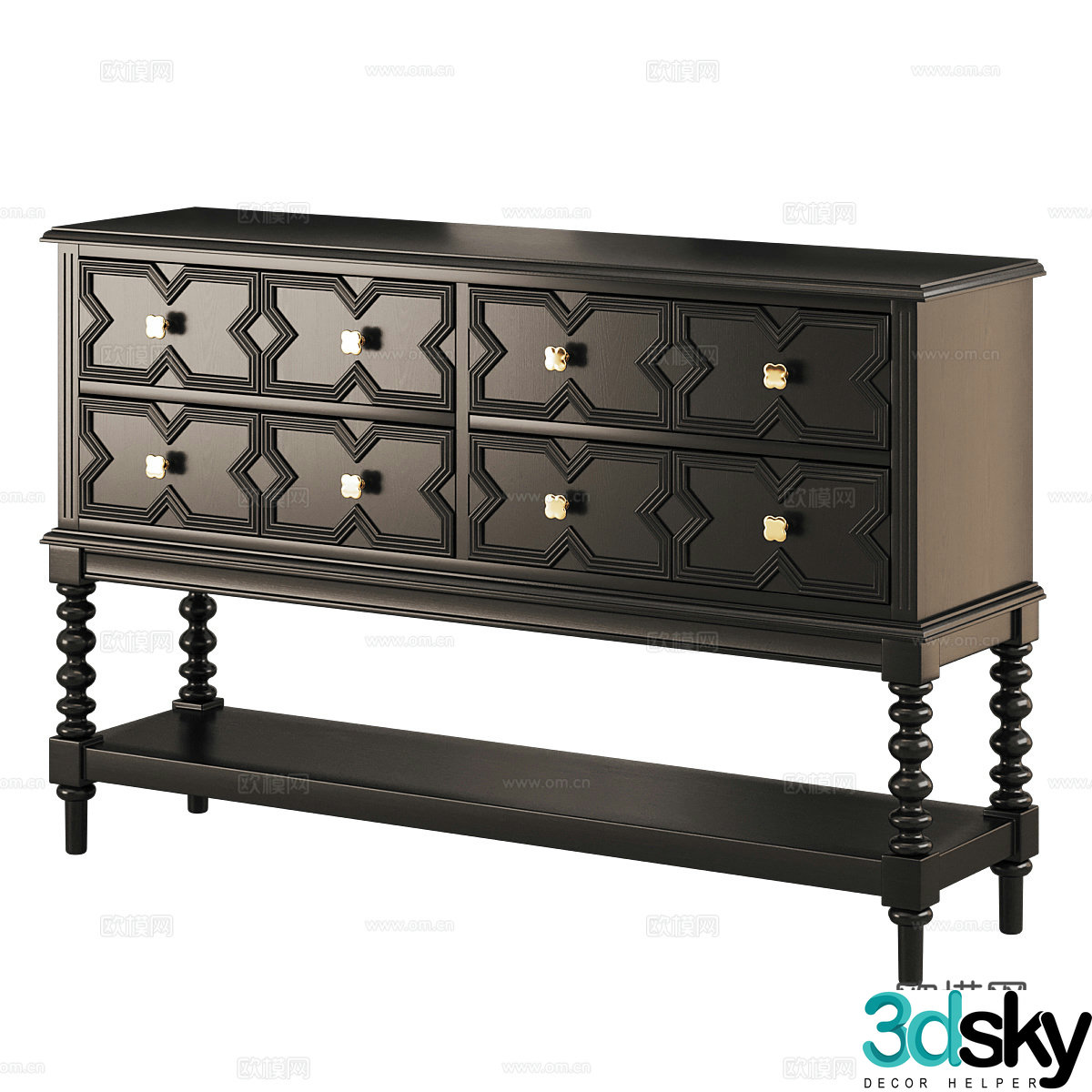 New Chinese style medieval style decorative chest of drawers 3d model 3d model