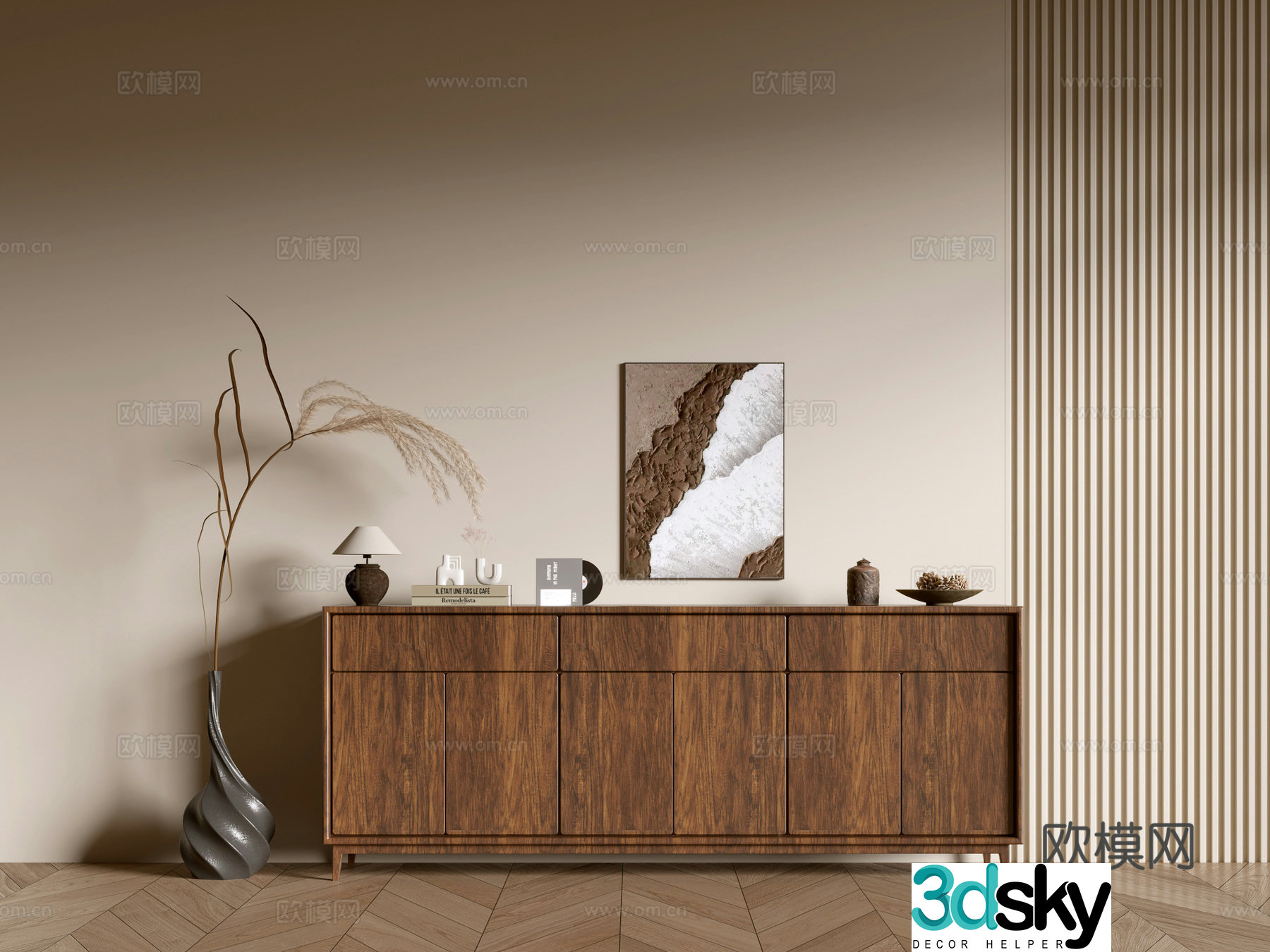 Modern wood grain cabinet ins wind minimalist wind cabinet whole cabinet sideboard balcony cabinet storage 3D model