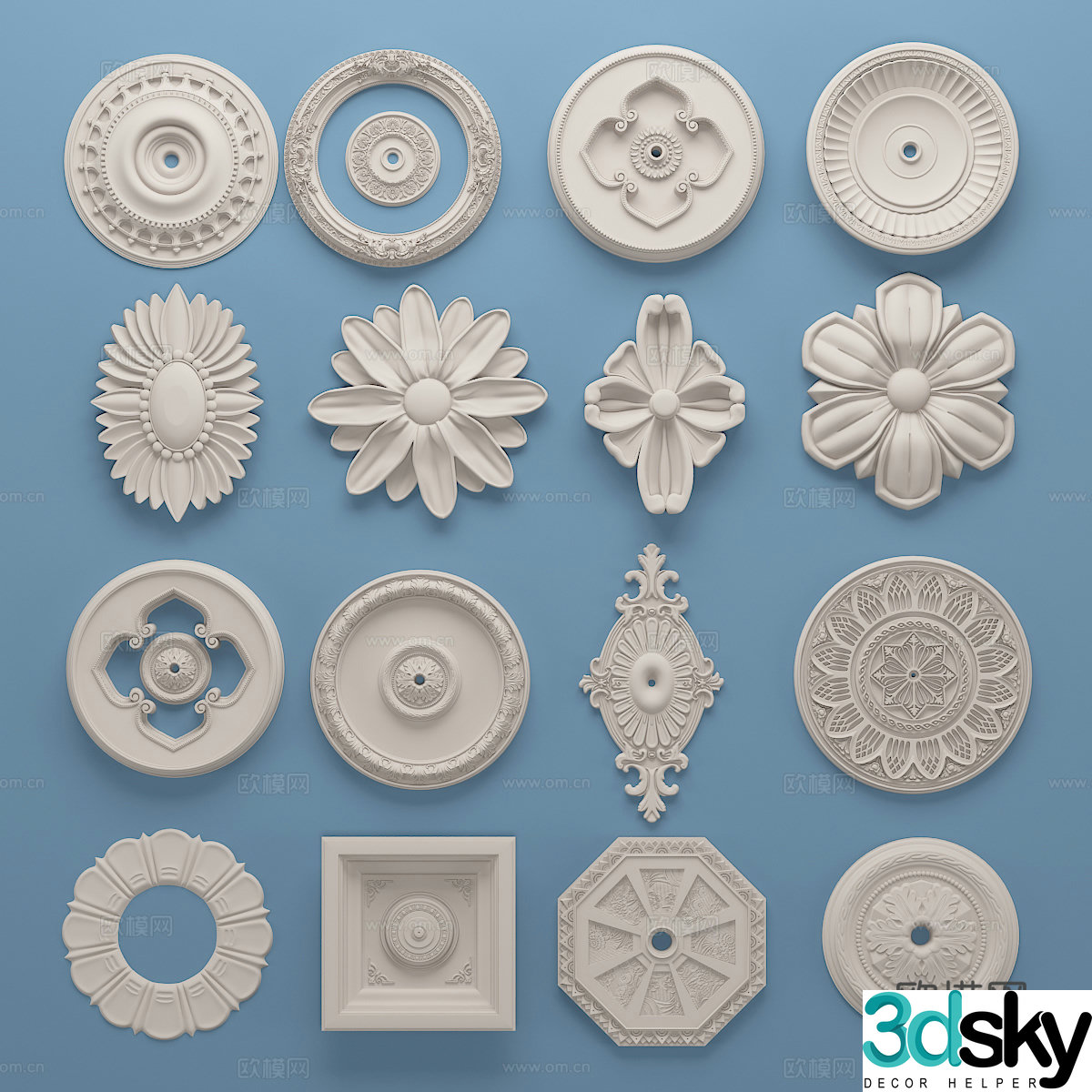 European gypsum carving lamp plate engraving 3D model