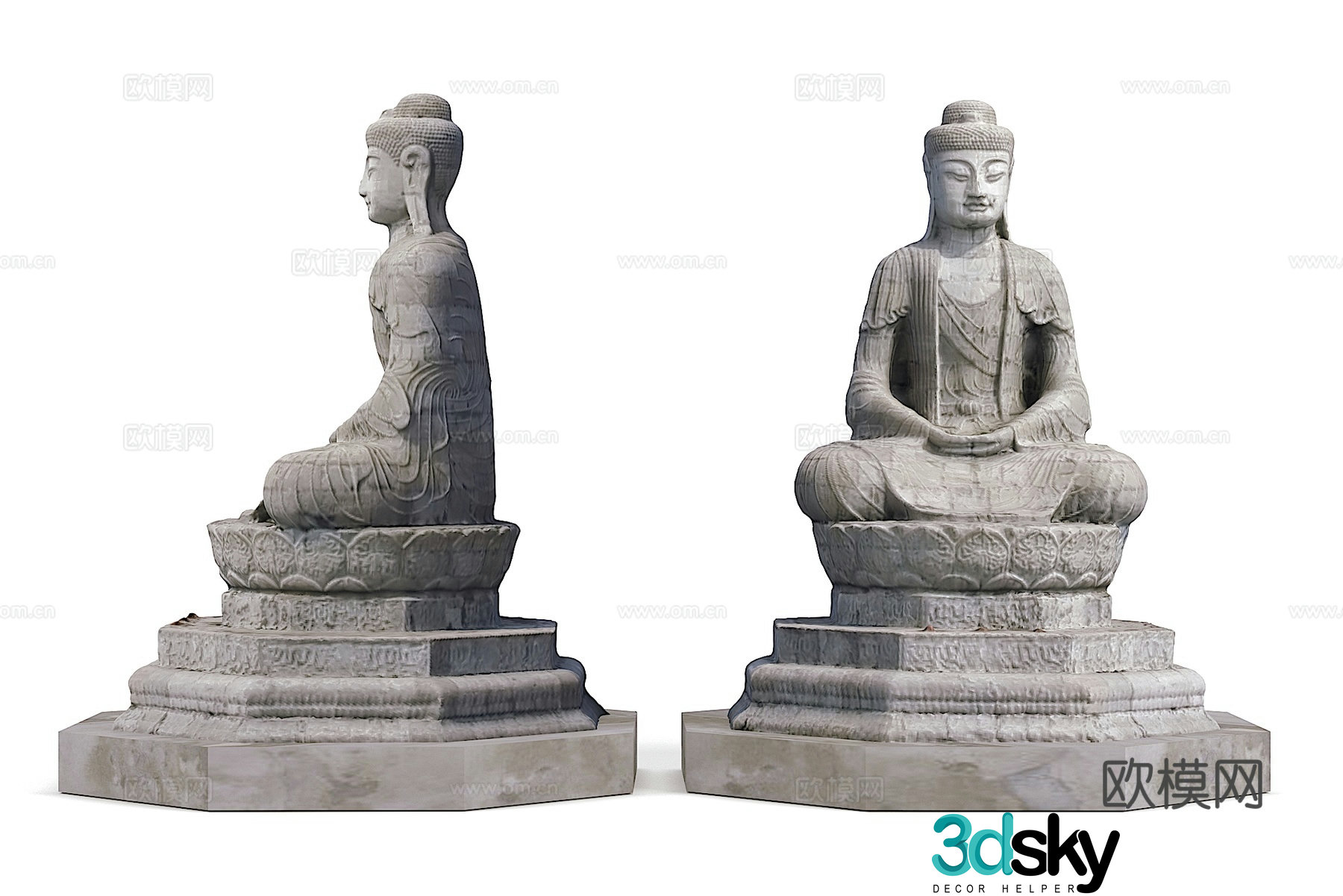 Buddha statue stone sculpture 3d model