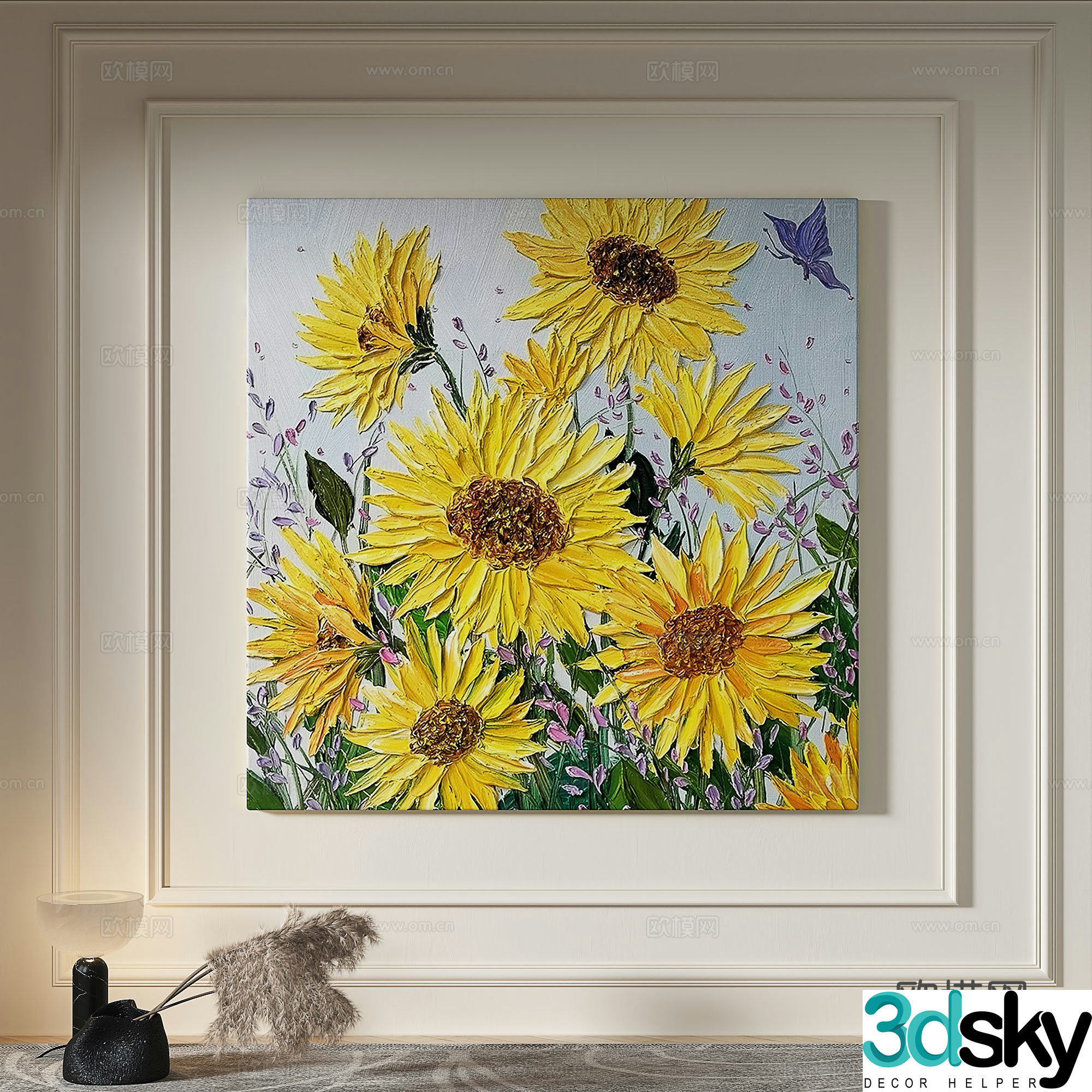 Modern creamy style simple texture abstract light luxury wasabi three-dimensional decorative painting 3d model