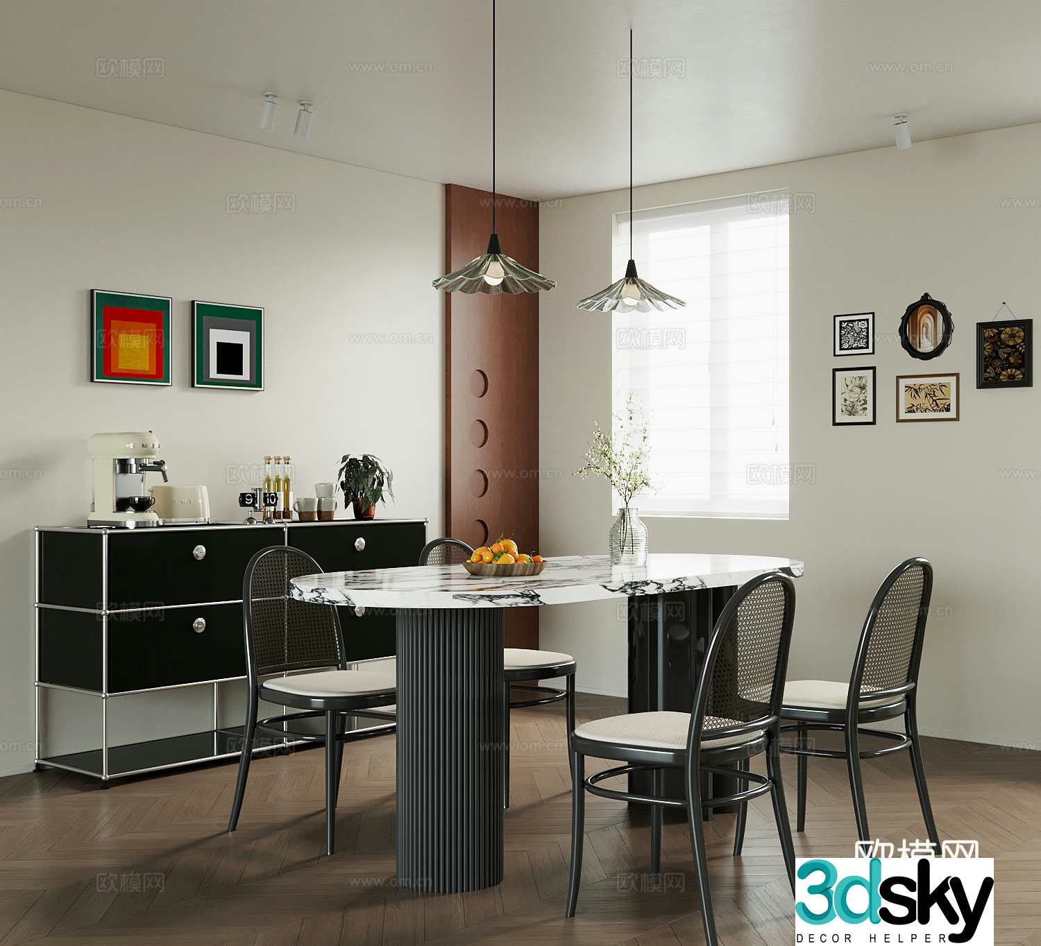 Restaurant Modern Restaurant Dining Table and Chair 3D Model
