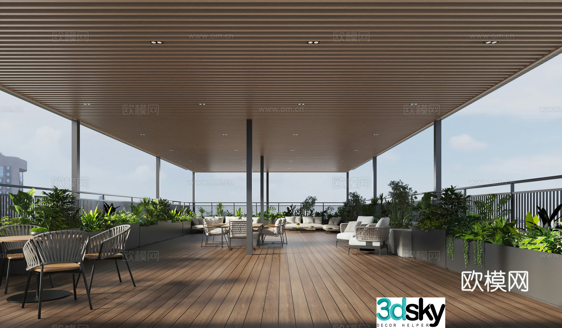 Modern roof garden 3d model