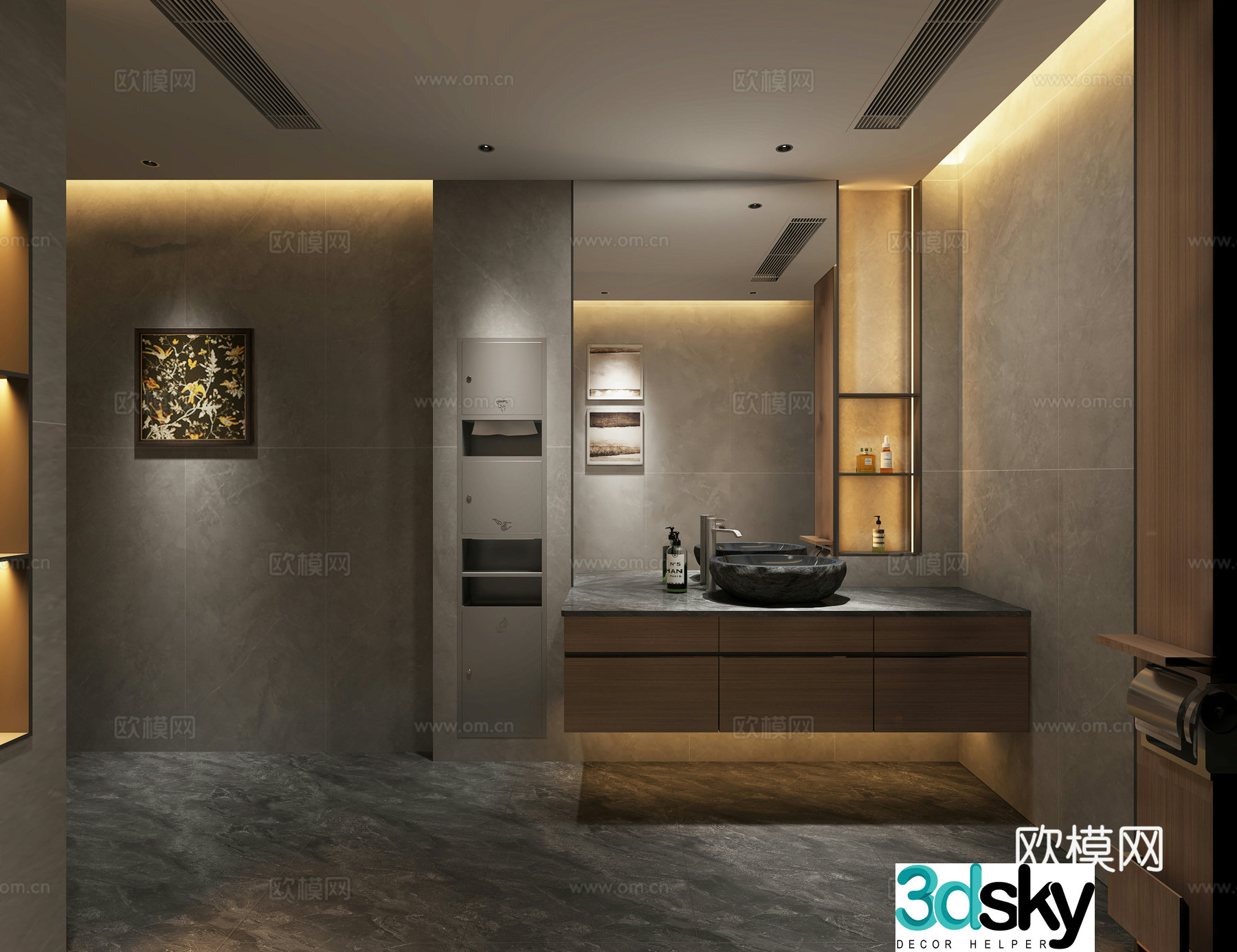 Modern bathroom bathroom cabinet toilet trash can decorative cabinet 3d model 3d model