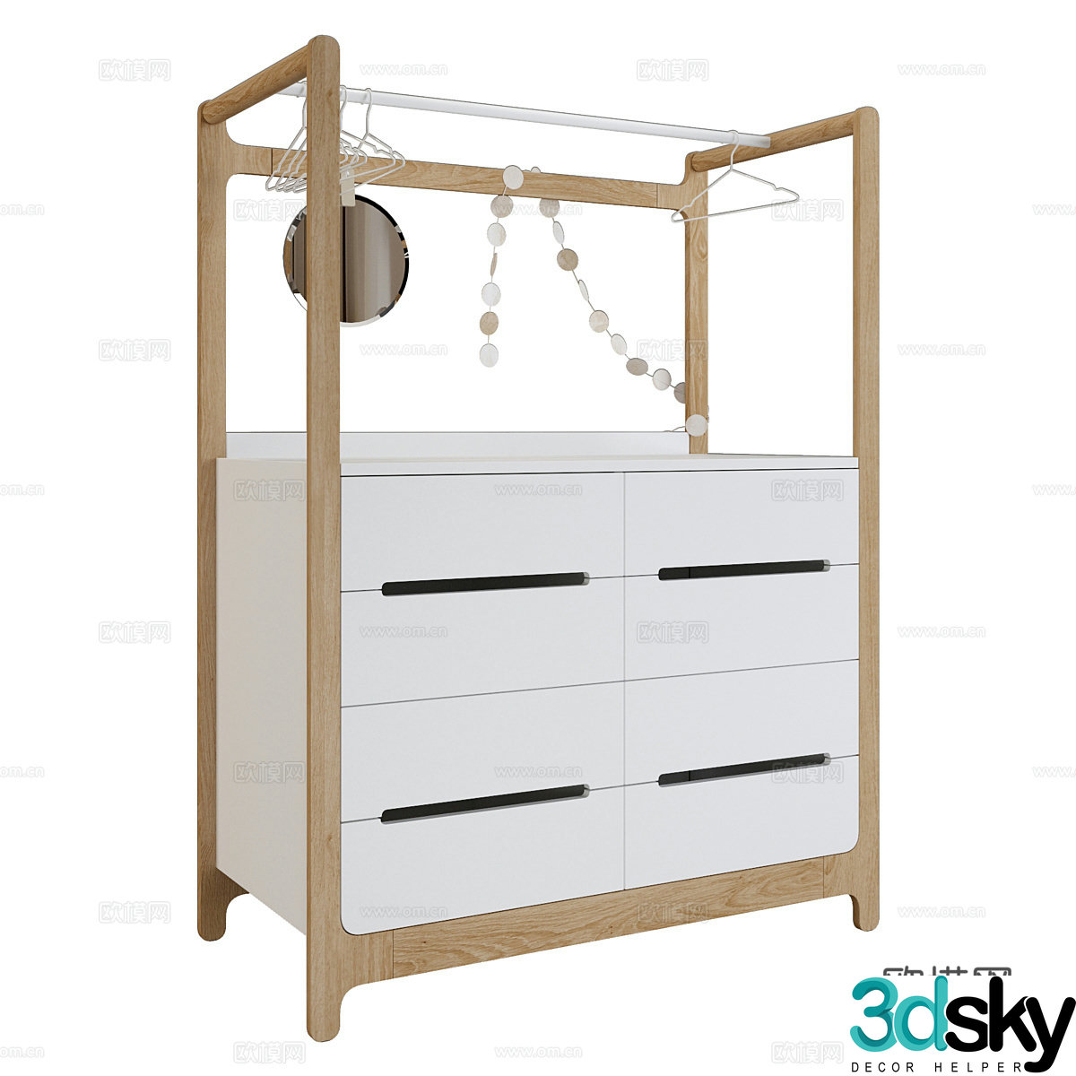 Modern Nordic log children’s chest of drawers 3d model