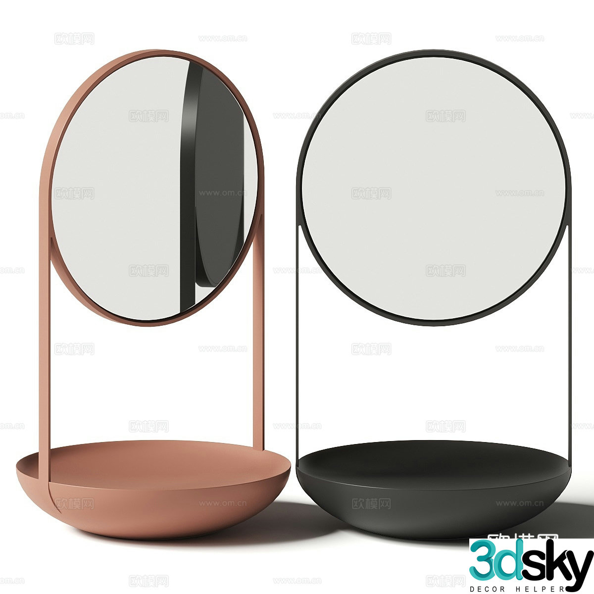 Modern Italian minimalist makeup mirror 3D model