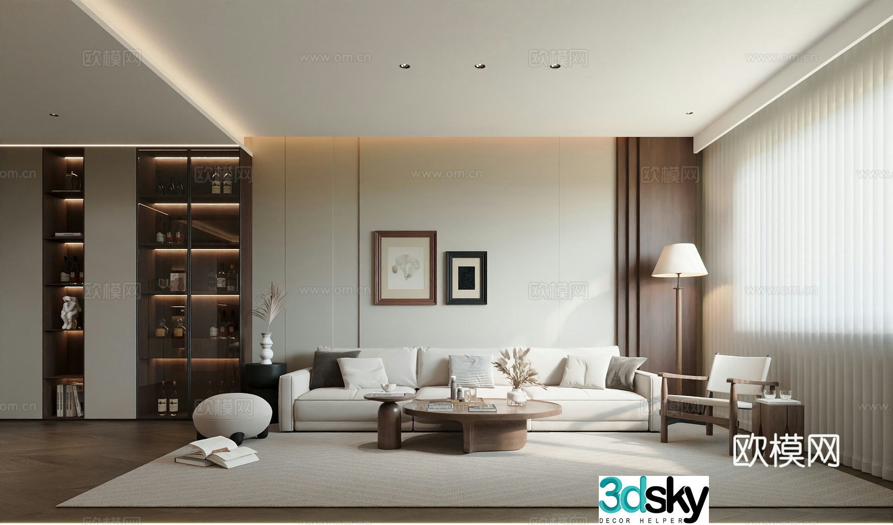 Middle-aged living room 3d model