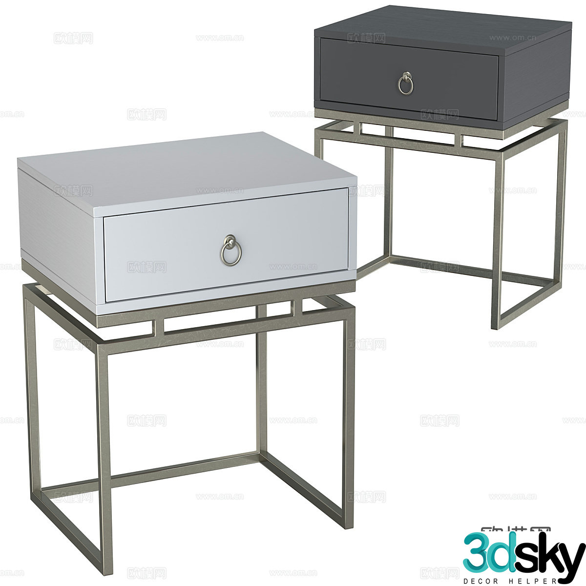 Modern light luxury bedside table 3D model