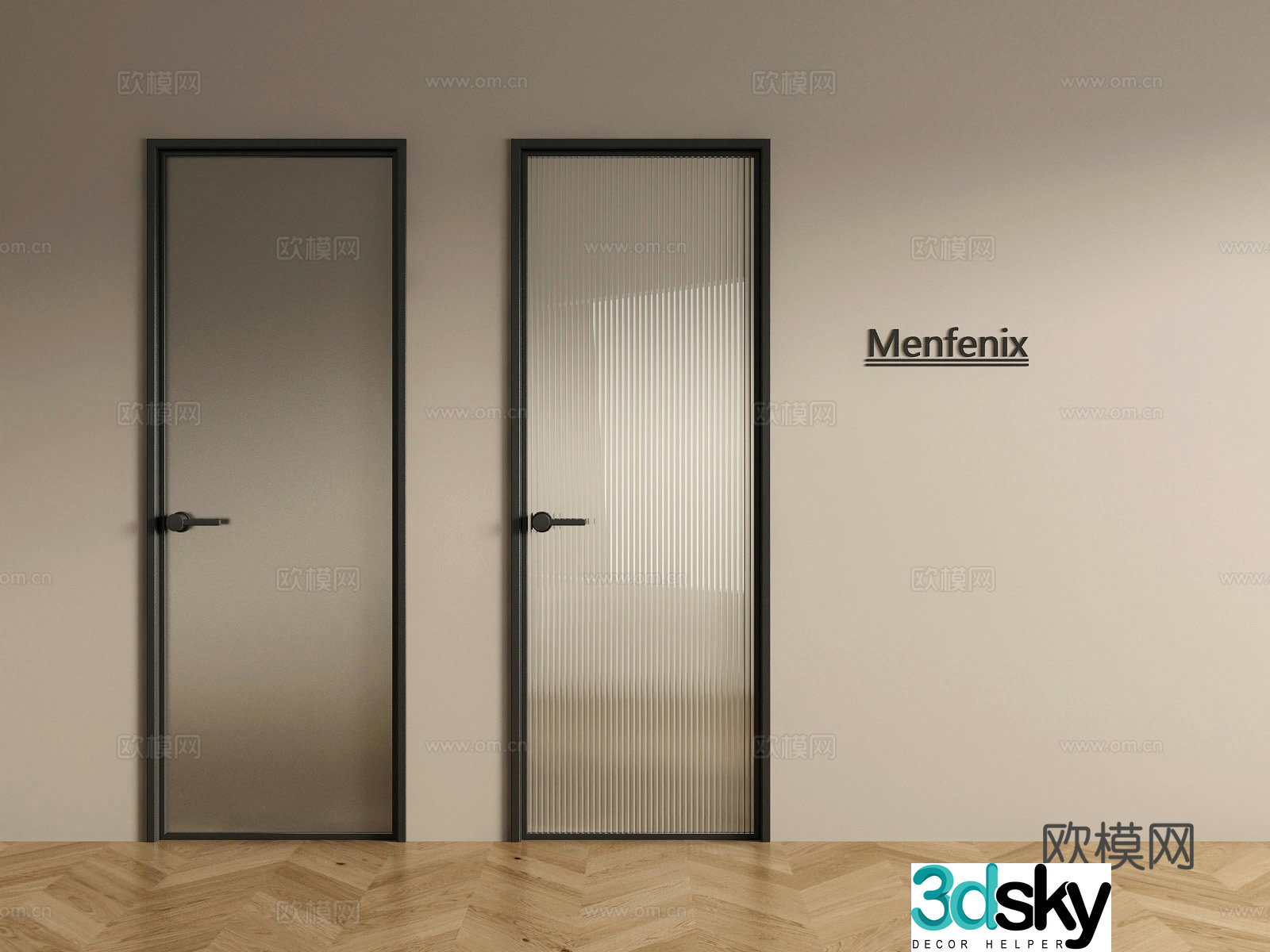 Modern single-open door glass door bathroom door Changhong glass single-open door frosted glass single-open door 3D model