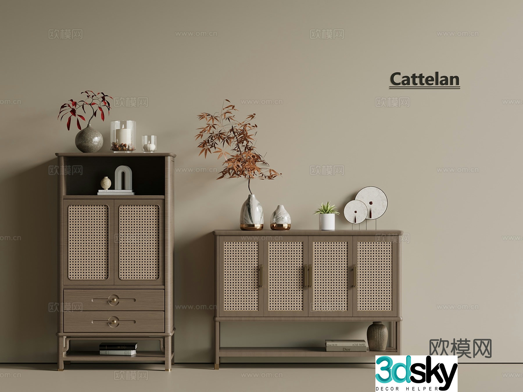 Middle-aged New Chinese style porch cabinet low cabinet end view cabinet porch cabinet side cabinet 3D model