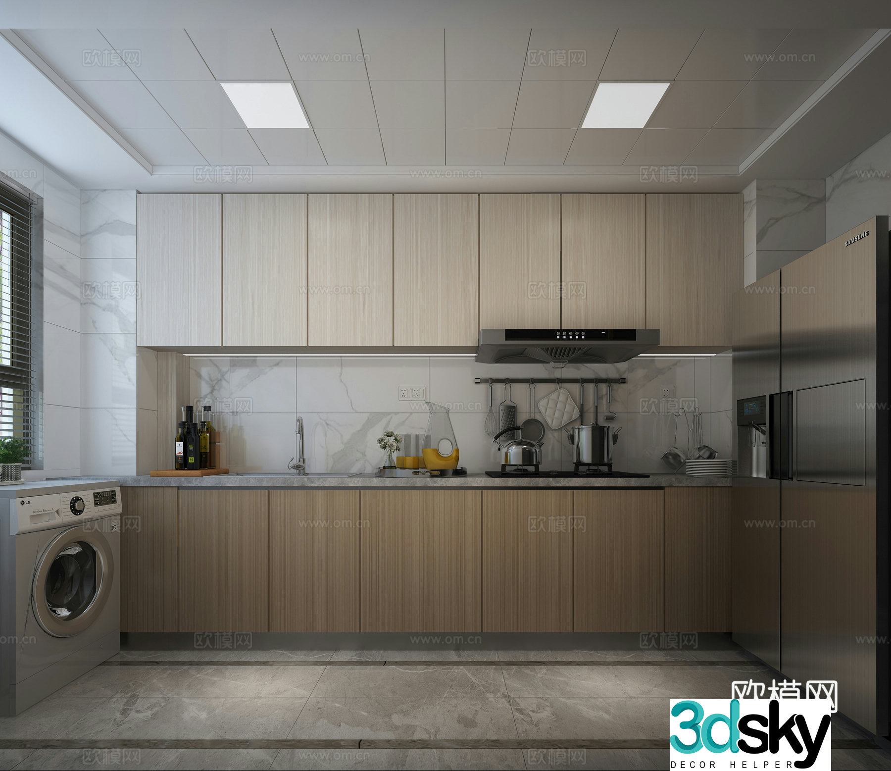 Modern brown full set living and dining room bedroom kitchen bathroom brown sofa 3d model