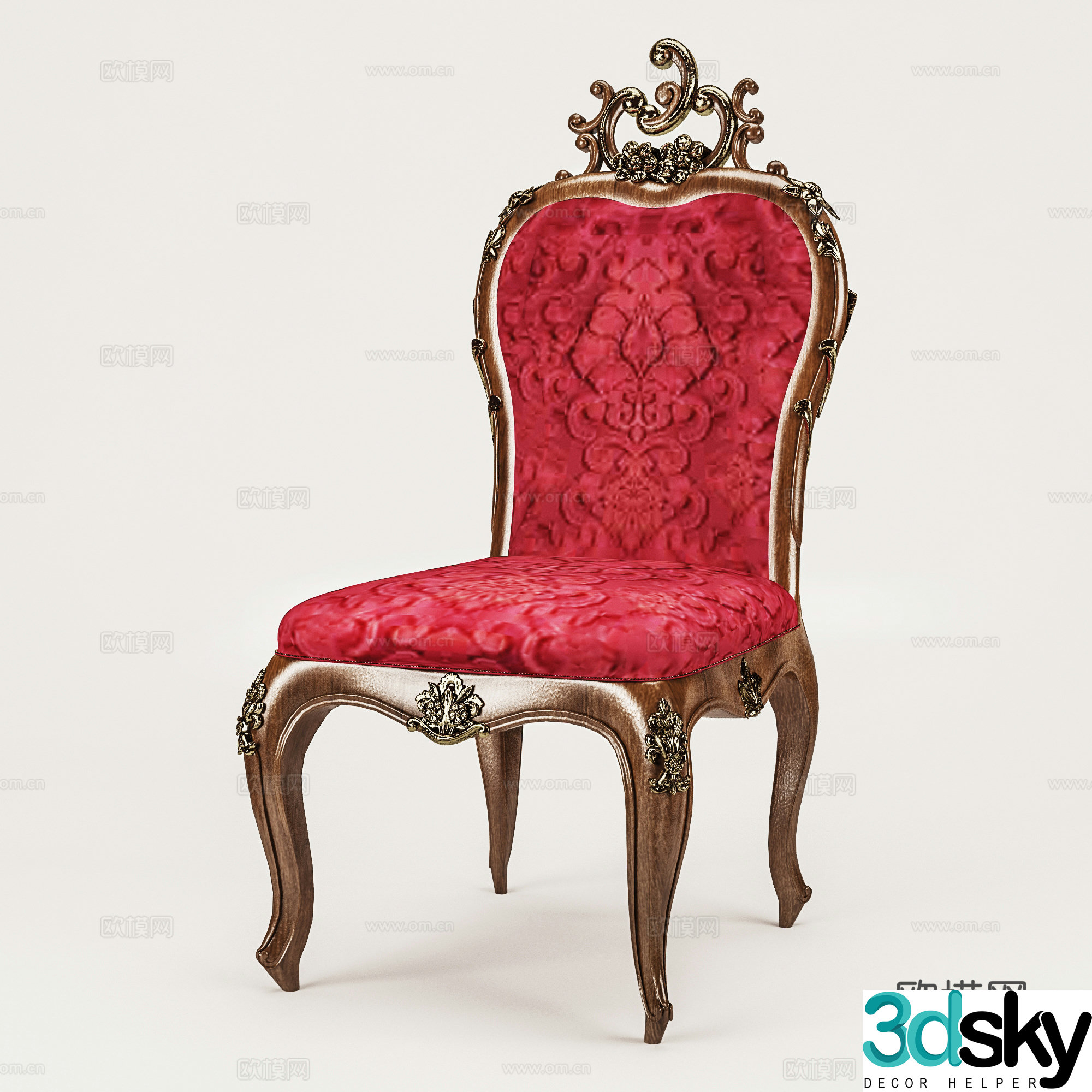 European-style office chair leisure chair single chair cloth chair book chair dining chair 3D model