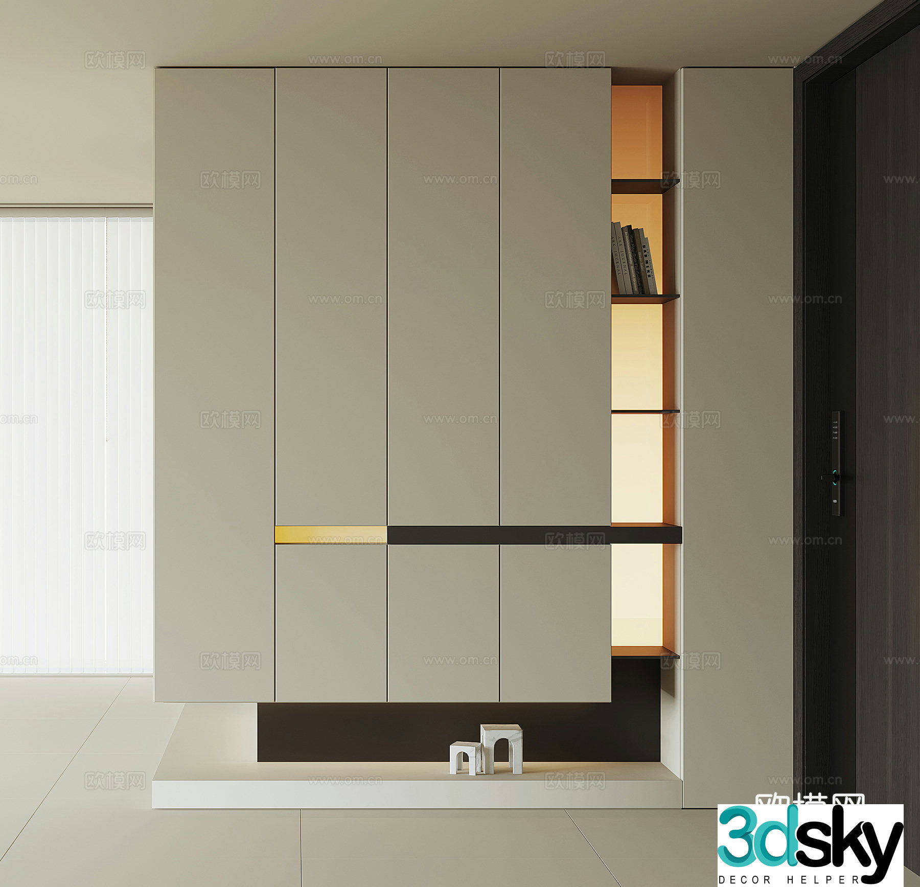 Modern home entrance shoe cabinet 3D model
