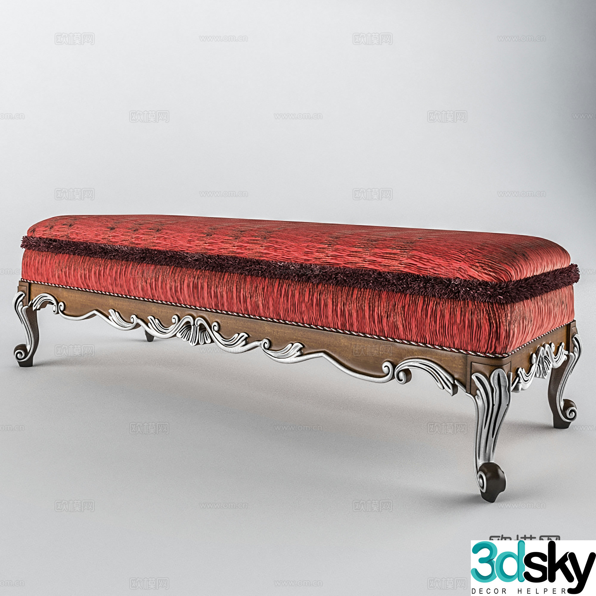Simple European bench shoe changing stool bed tail stool 3D model