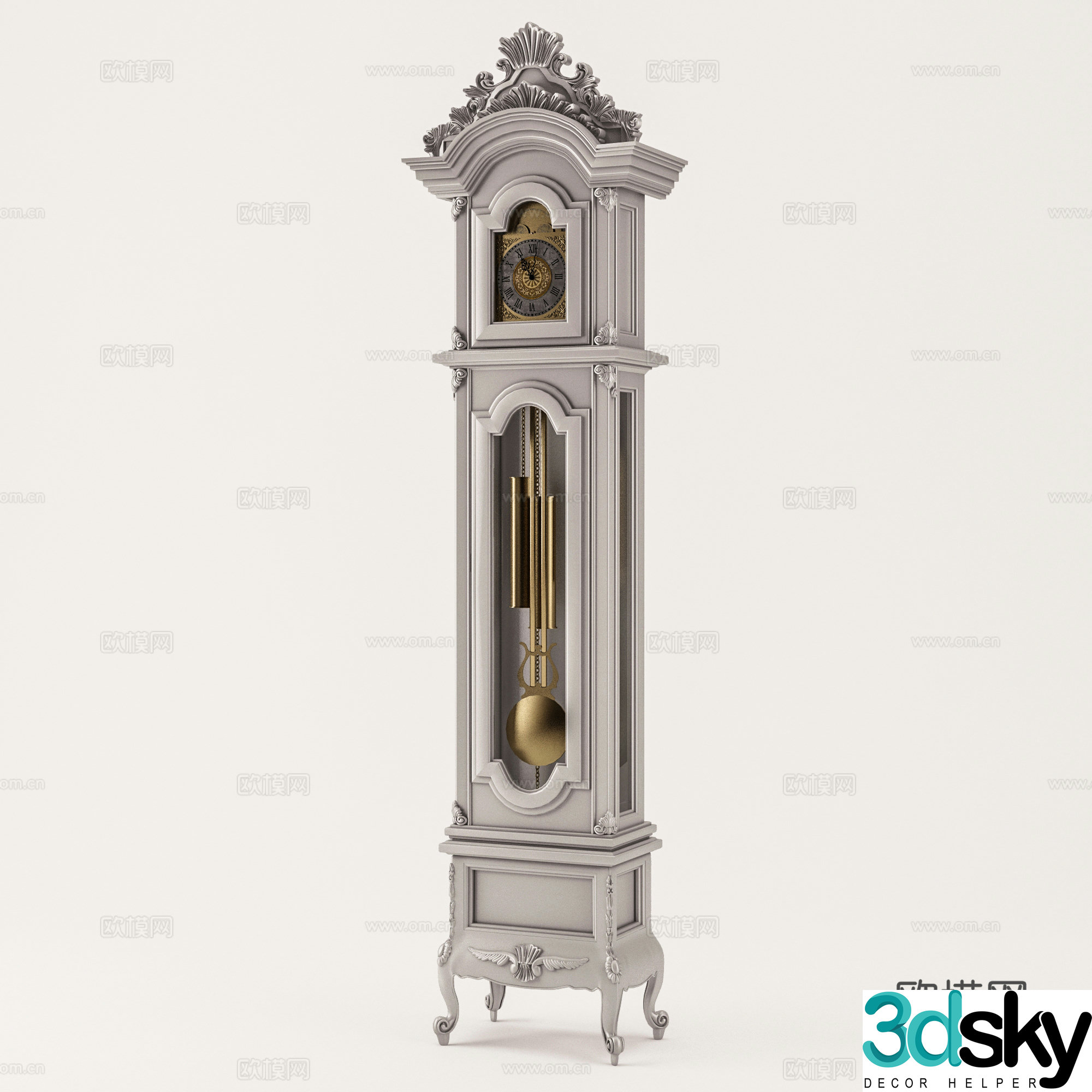 European clock classical floor clock 3d model