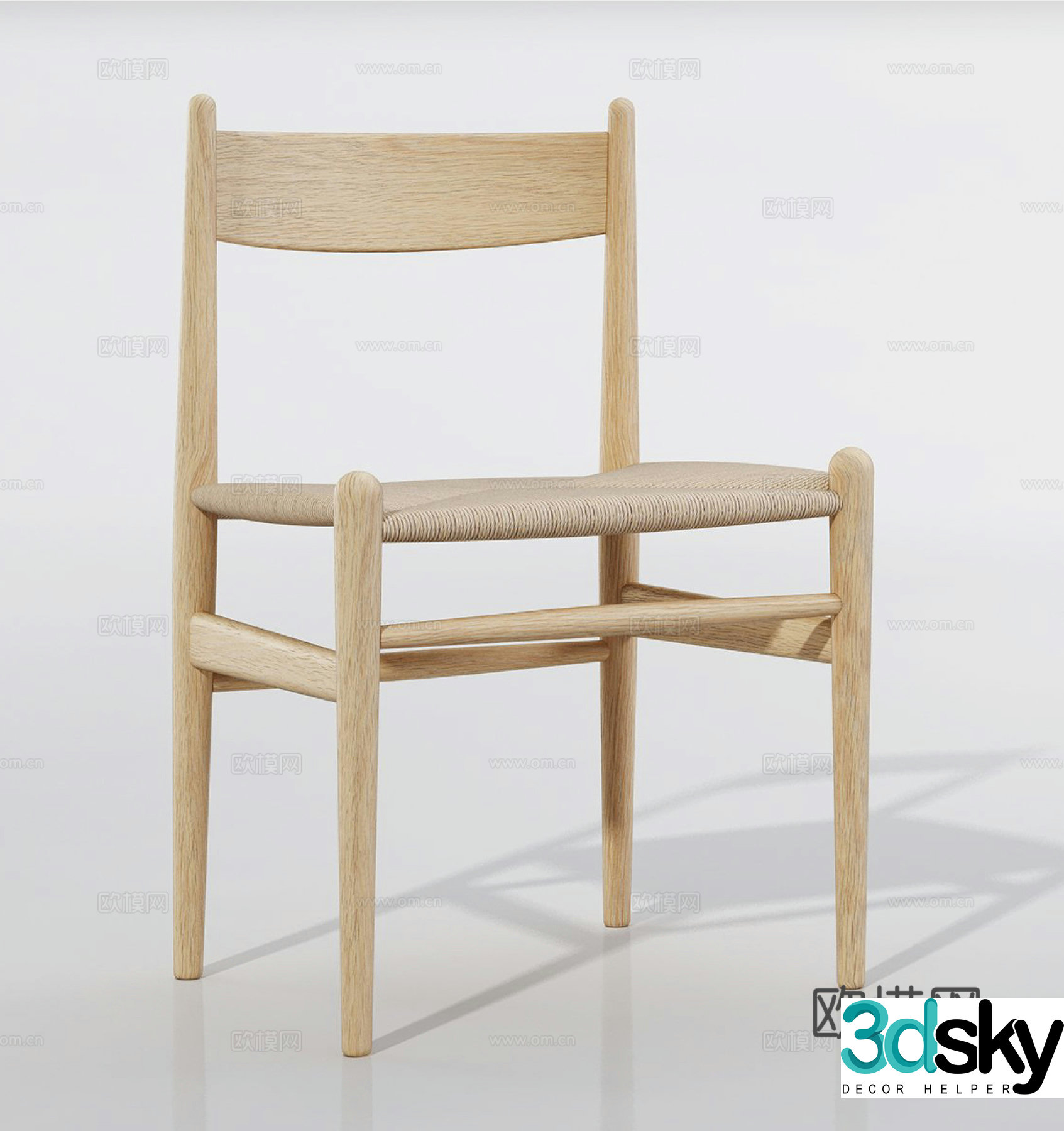 Log wind single chair dining chair leisure chair 3d model