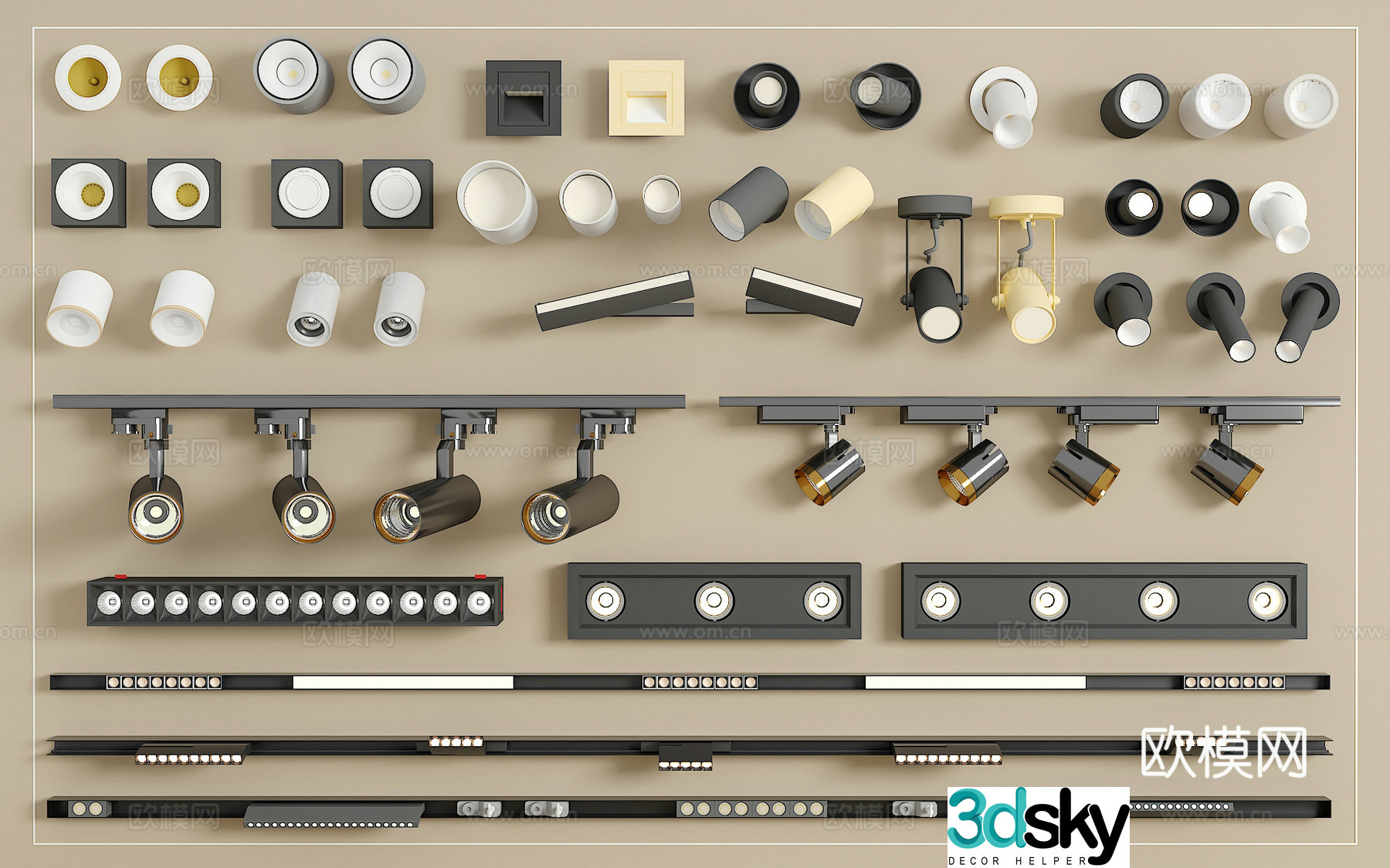 Track spotlight downlight linear lamp embedded downlight magnetic spotlight 3D model