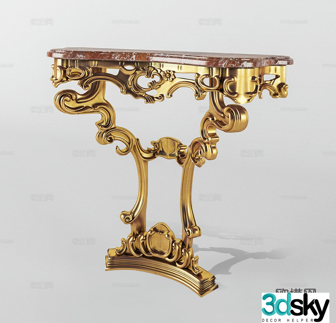 European coffee table retro round table 3D model