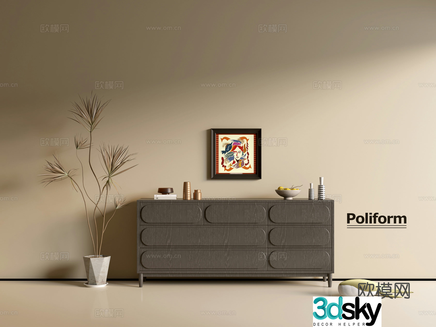 Modern black wood grain cabinet ins wind minimalist wind cabinet whole cabinet sideboard balcony cabinet 3d model