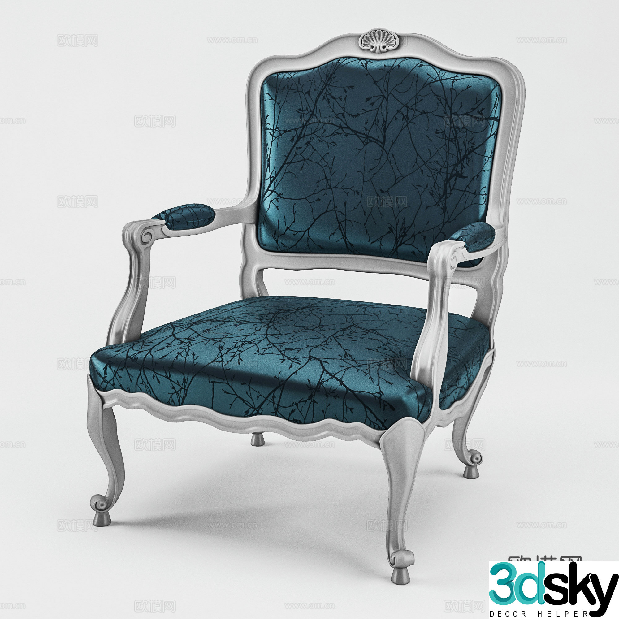 American single chair casual chair dining chair book chair cloth chair 3d model