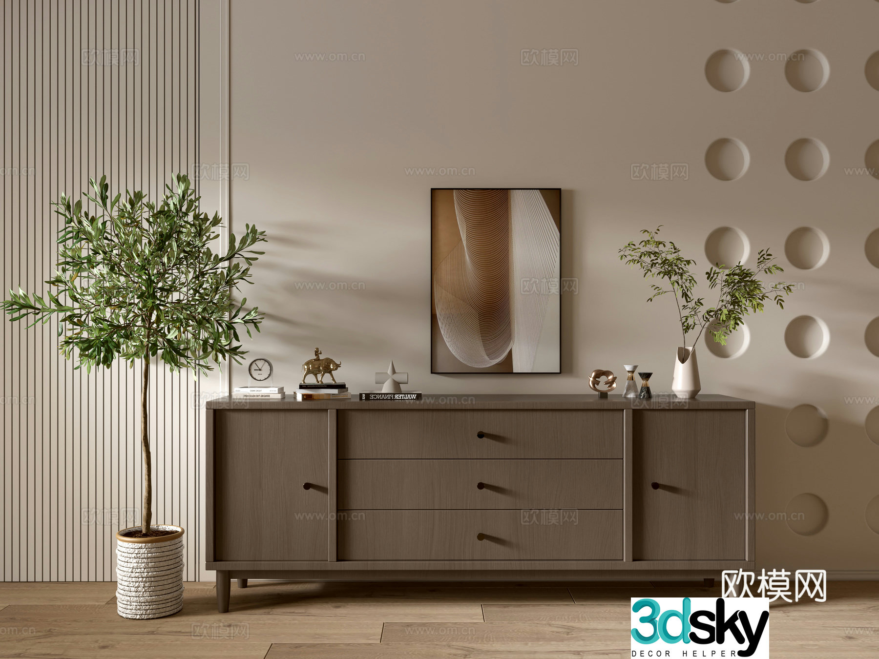 Modern wood grain cabinet ins wind minimalist wind cabinet whole cabinet sideboard balcony cabinet storage 3D model