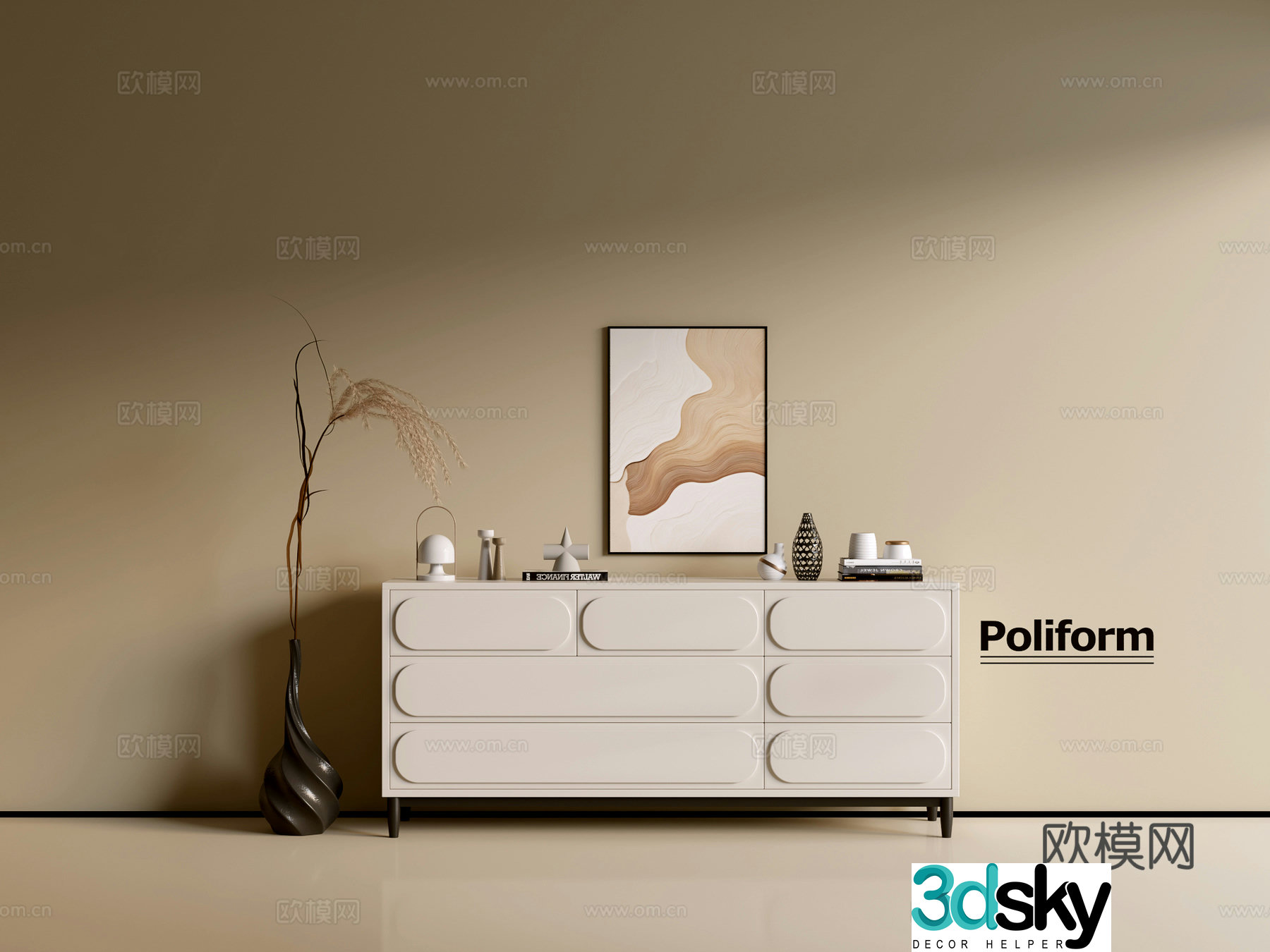 Modern cream wind chest of cabinet ins wind minimalist wind cabinet whole cabinet sideboard balcony cabinet 3d model