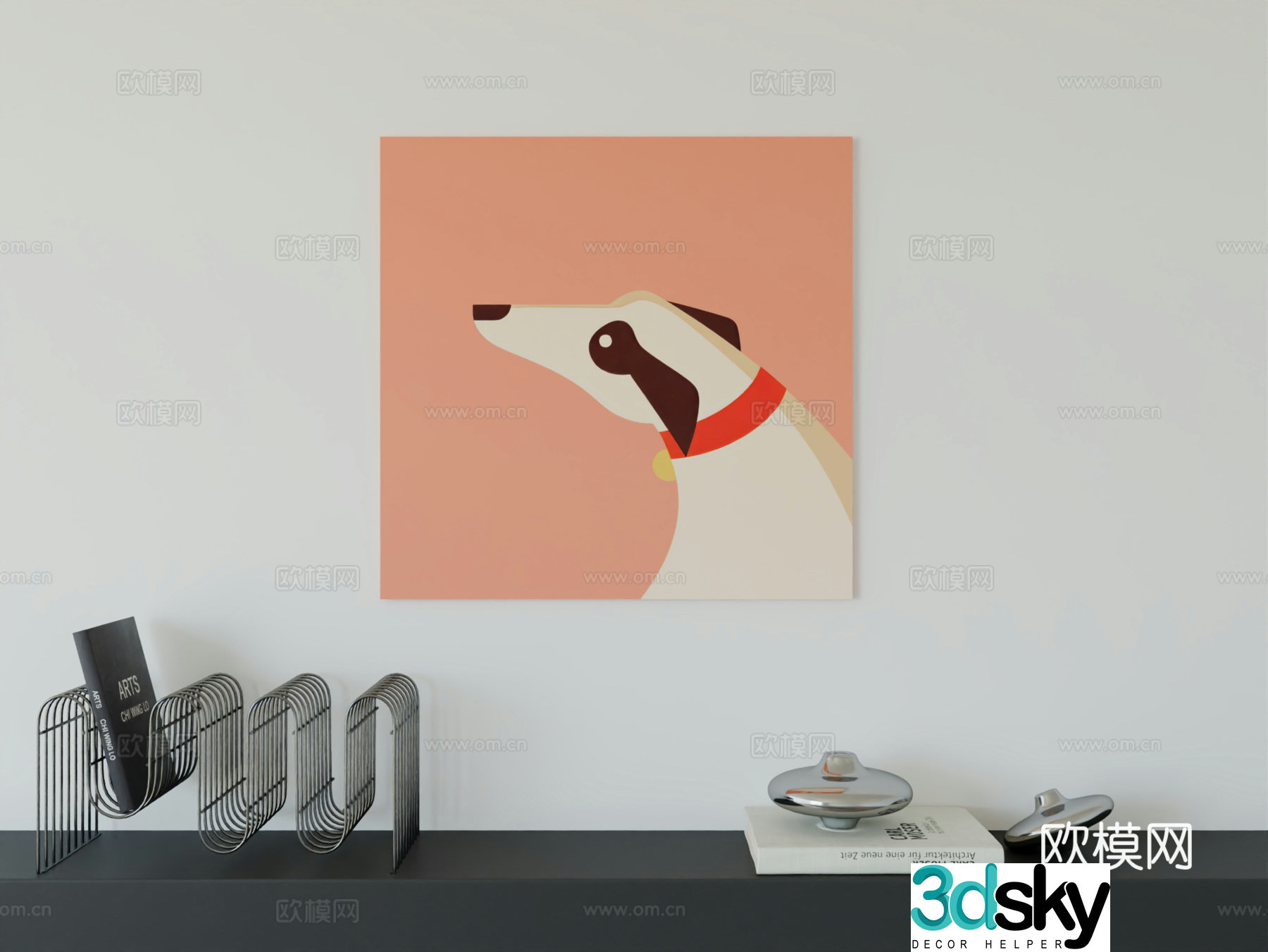 Modern minimalist cute cartoon character boy room girl room hanging painting 3d model