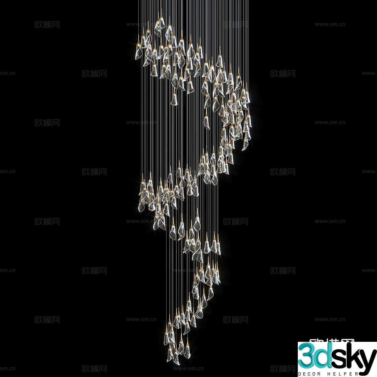 Modern Italian light luxury craft chandeliers 3D model
