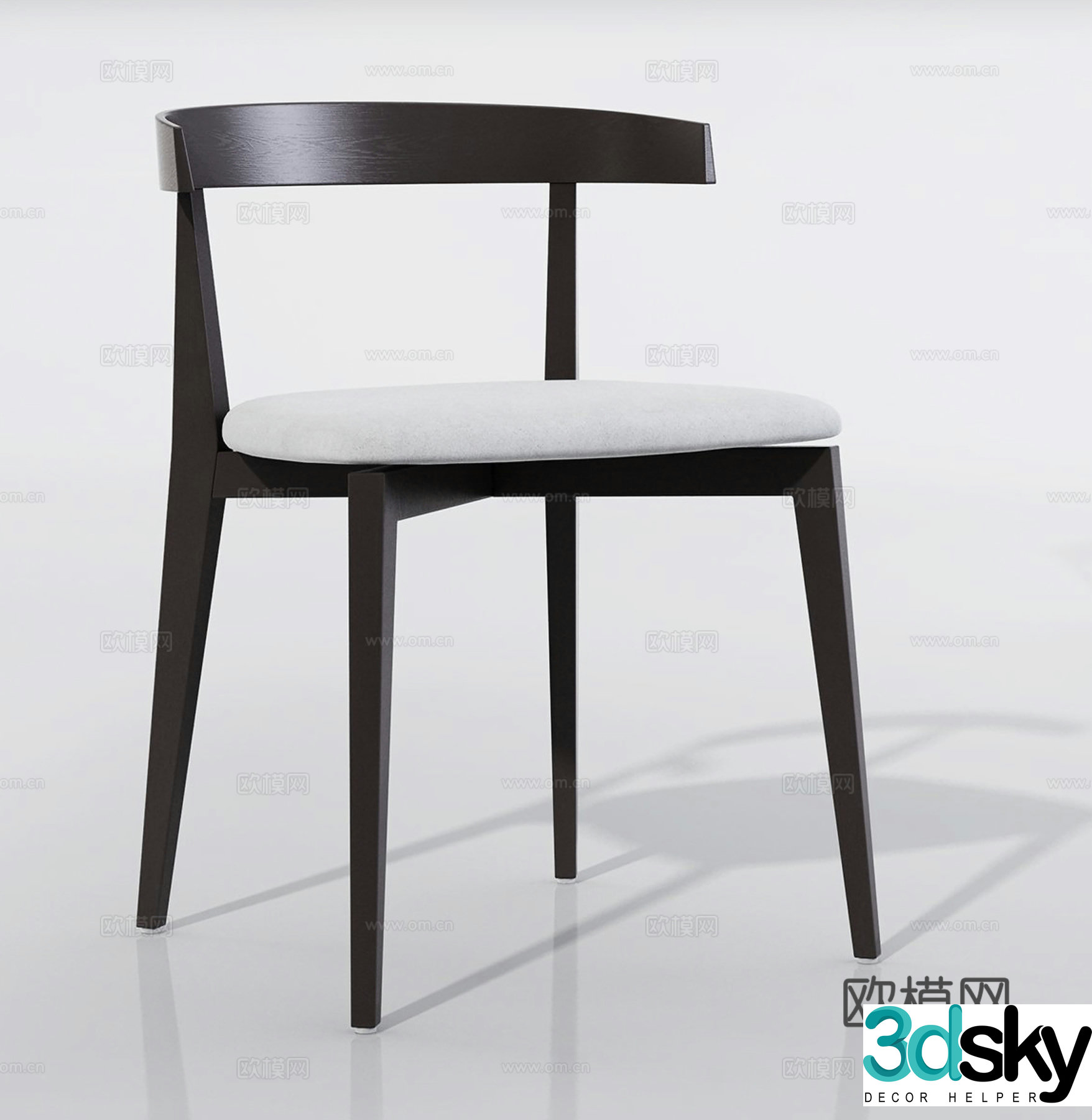 Nordic single chair dining chair leisure chair 3d model