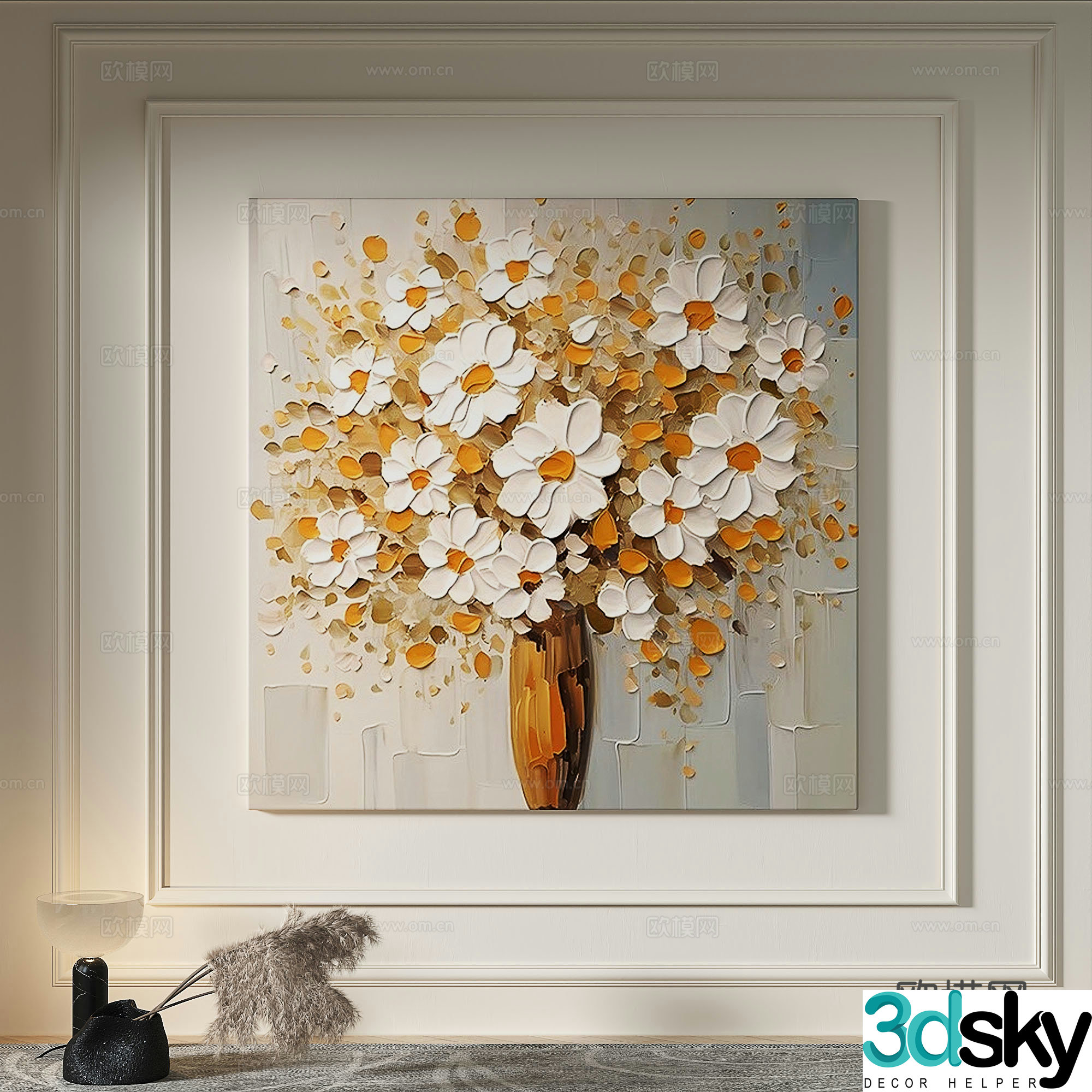 Modern creamy style simple texture abstract light luxury wasabi three-dimensional decorative painting 3d model
