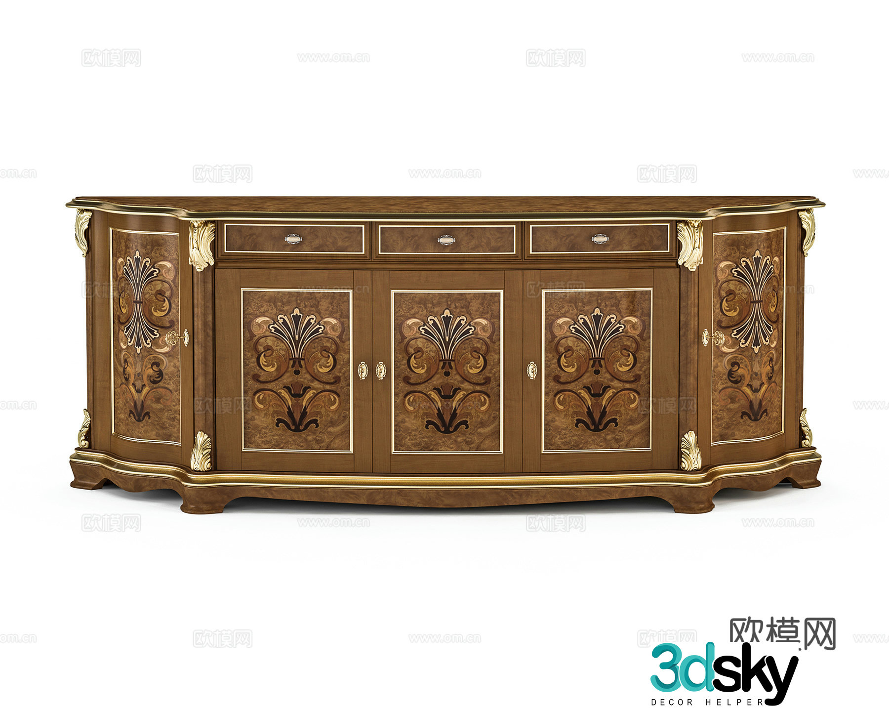 European style storage cabinet decorative cabinet side cabinet entrance cabinet 3D model