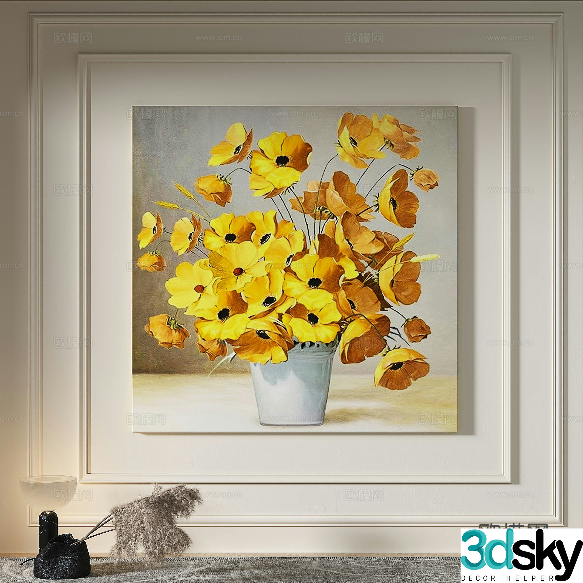 Modern creamy style simple texture abstract light luxury wasabi three-dimensional decorative painting 3d model