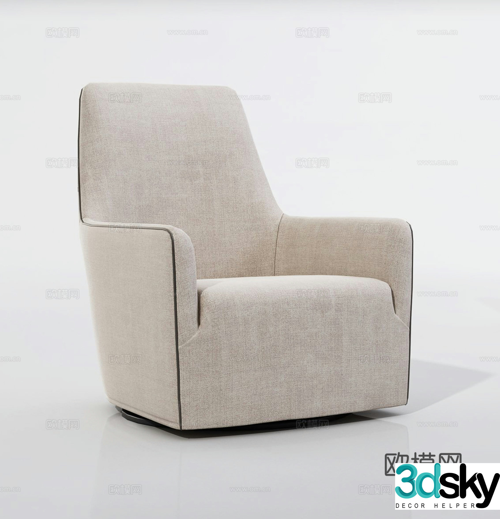 Modern light luxury leisure chair single chair cloth chair book chair dining chair 3d model