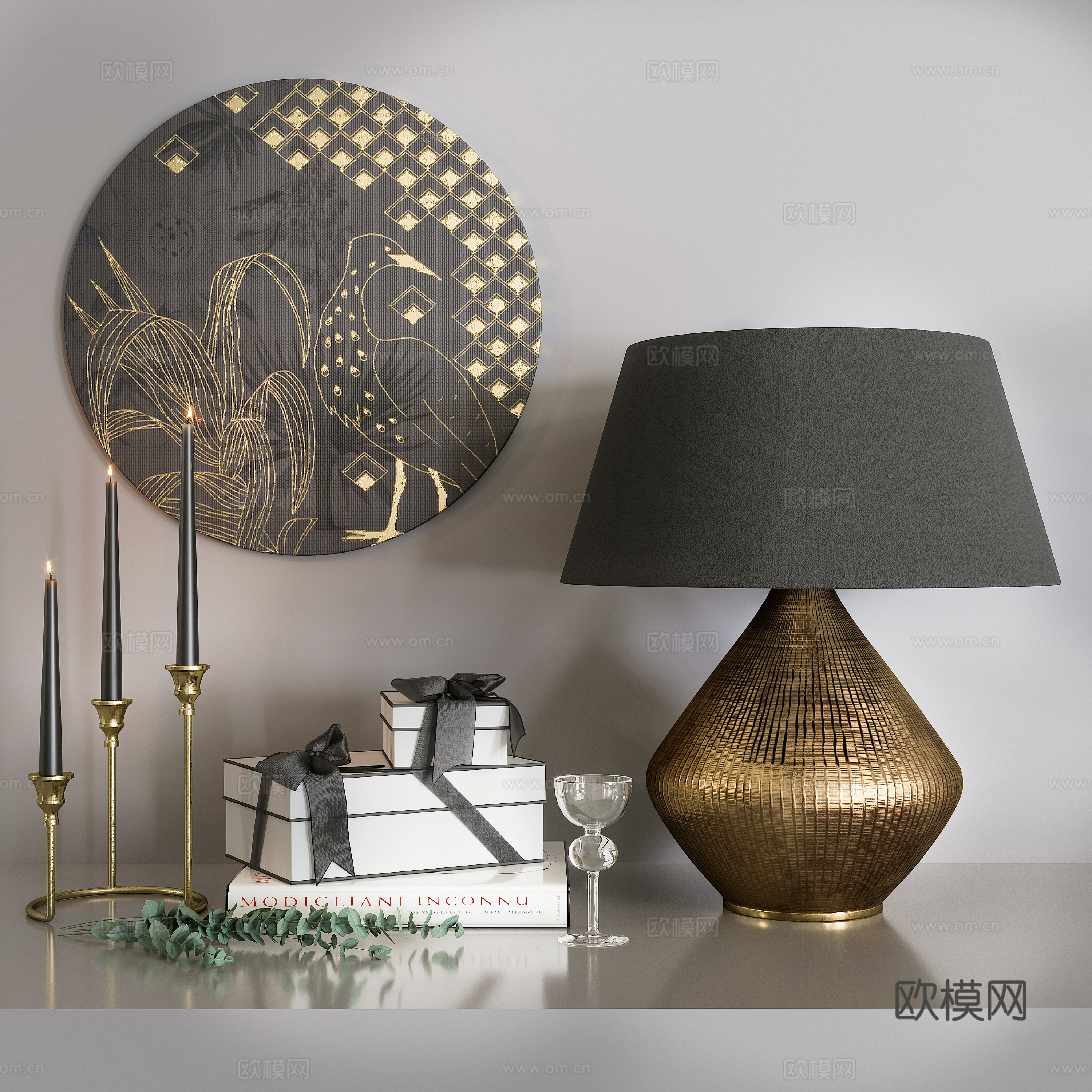 New Chinese light luxury jewelry ornament combination 3D model