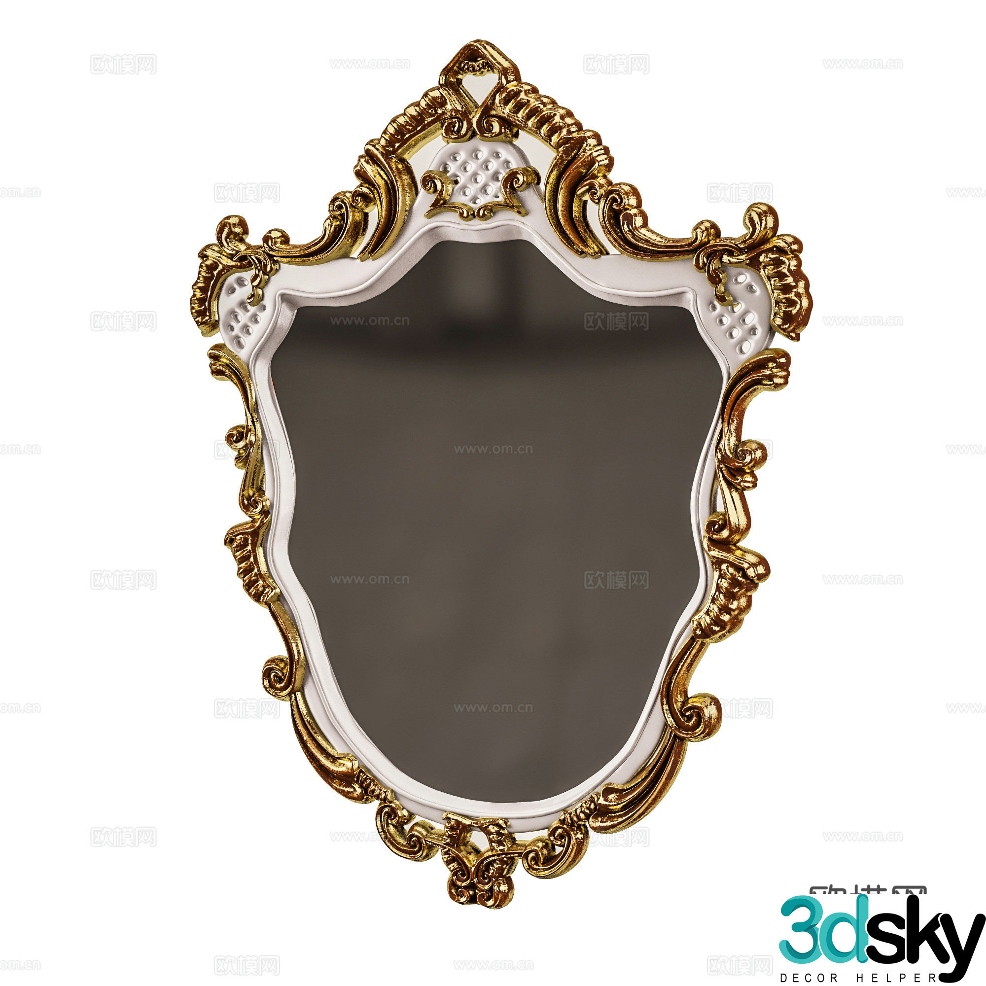 European dressing table classic dressing table mirror combination 3D model