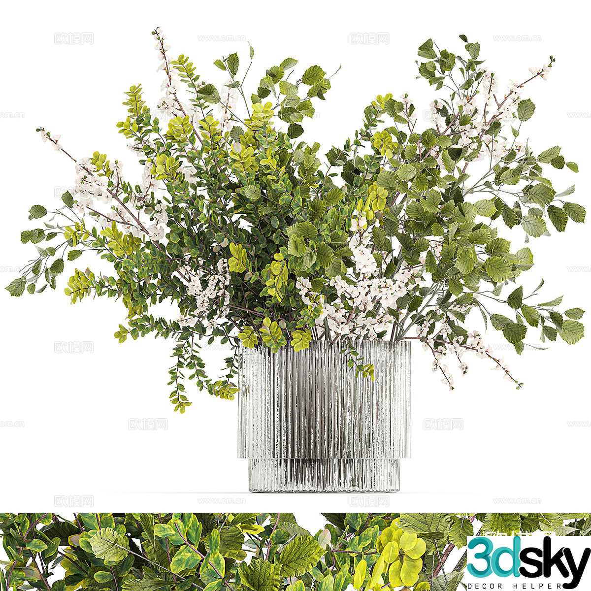 Modern cherry blossom bouquet vase floral art 3d model