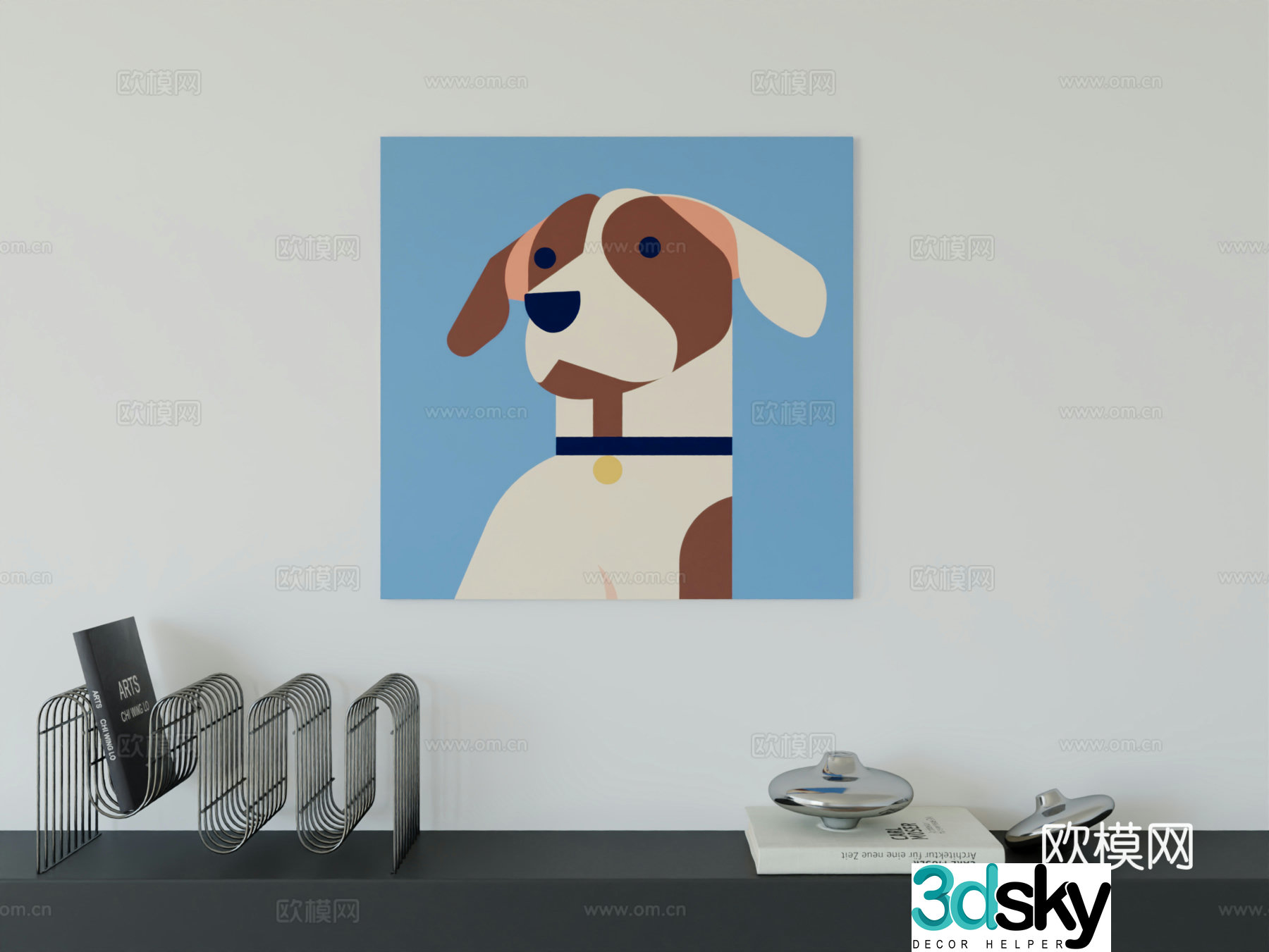 Modern minimalist cute cartoon character boy room girl room hanging painting 3d model