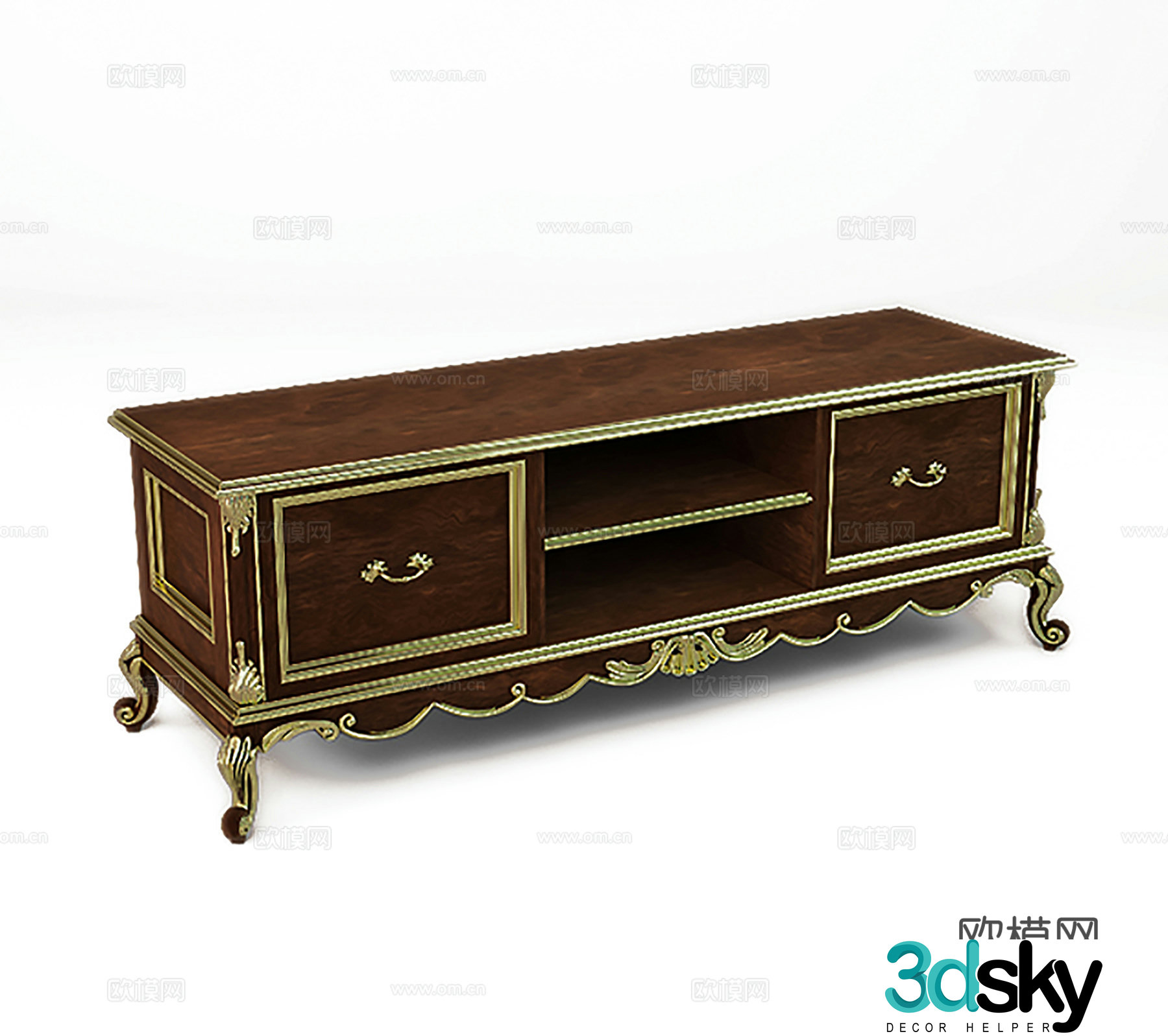 European style storage cabinet decorative cabinet side cabinet entrance cabinet TV cabinet 3D model