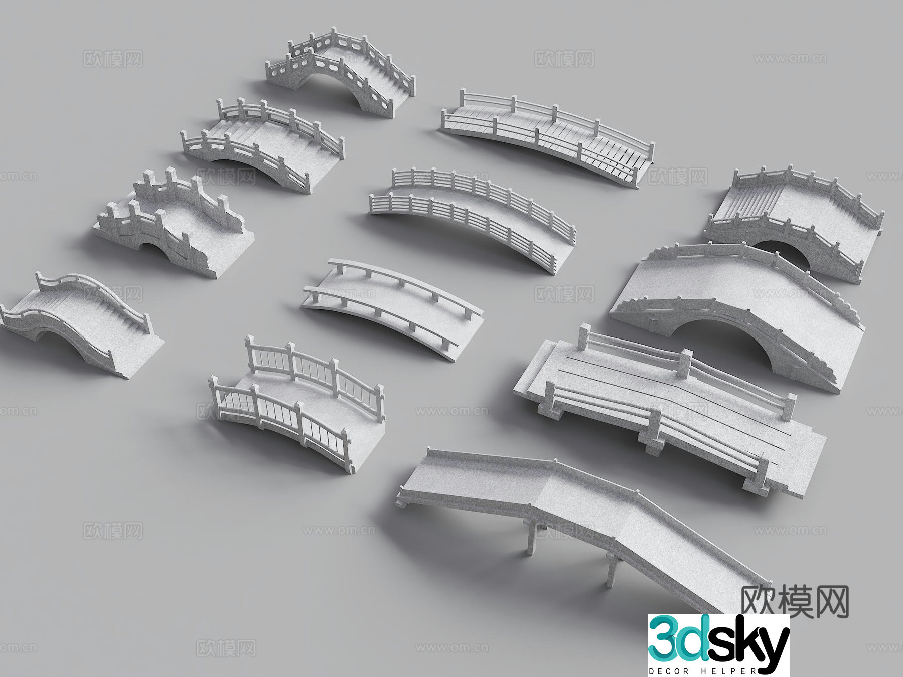 Chinese-style small bridge arch bridge small arch bridge landscape bridge railing bridge footbridge park landscape bridge 3D model