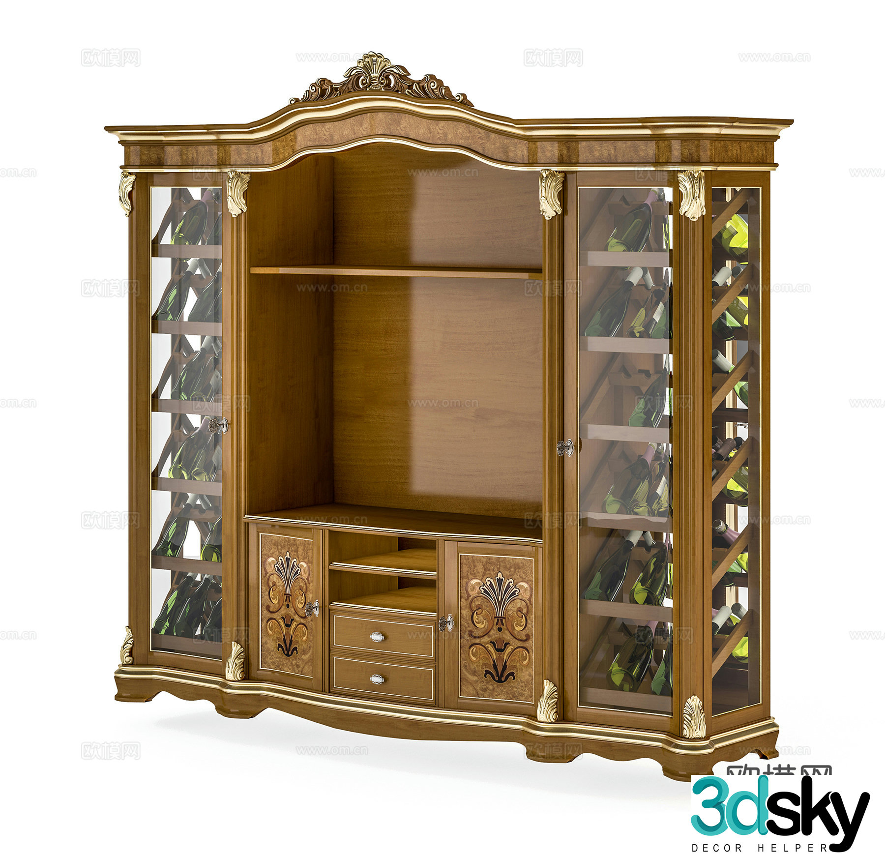 European wine cabinet storage cabinet decoration cabinet side cabinet entrance cabinet 3D model